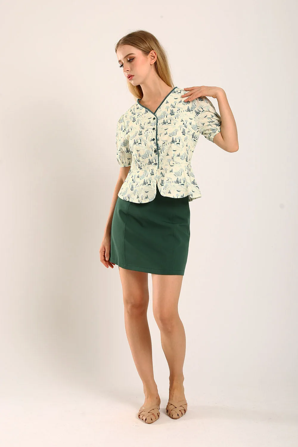 Felizia Top in Green Floral