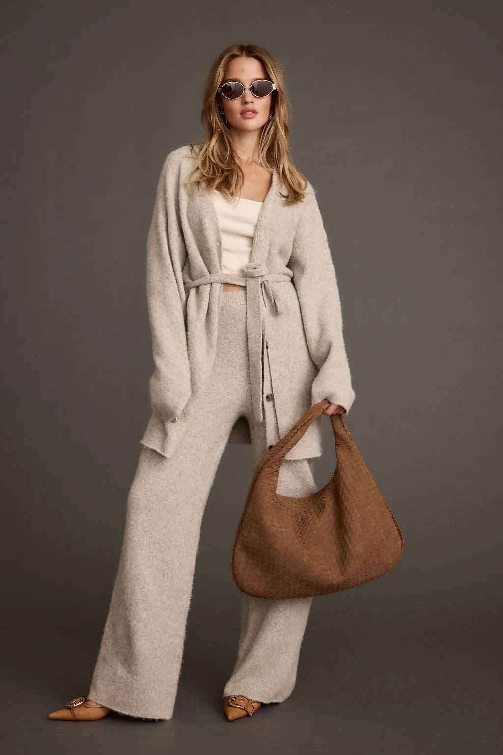 Finley Oatmeal Belted Cardigan