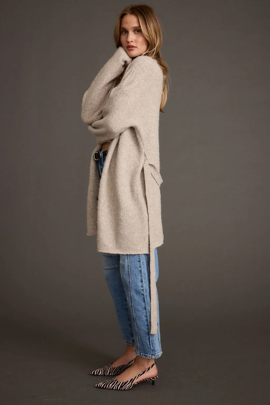 Finley Oatmeal Belted Cardigan