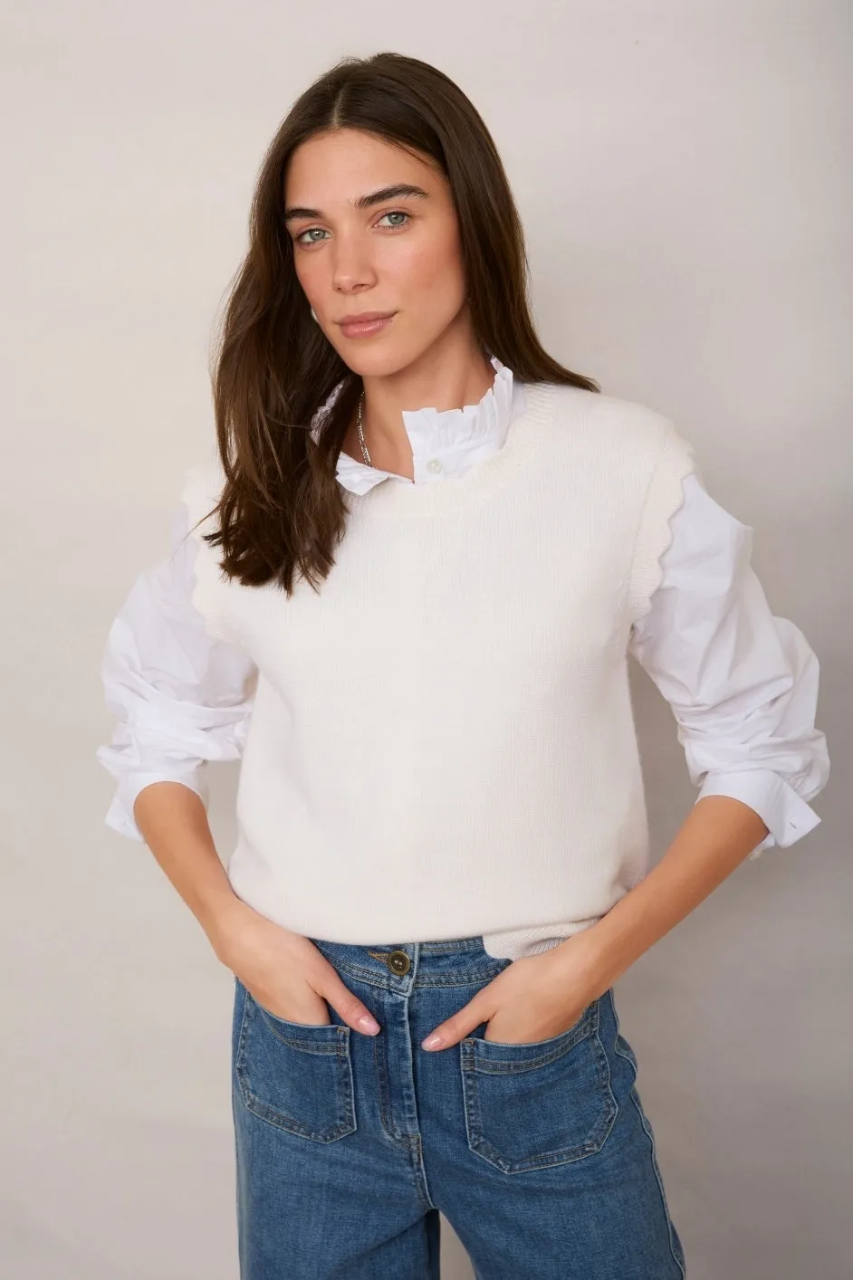 Fleurine Scallop Tank - Ivory