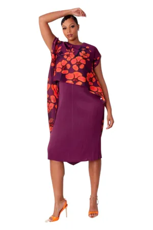 Floral Overlay Shift Dress - 82601