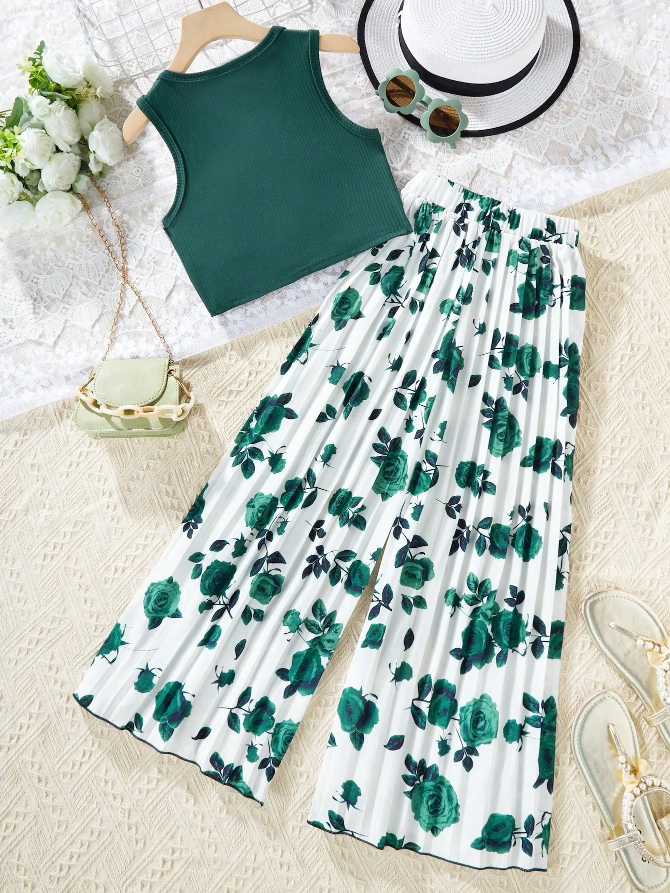 Flower peplum top| Tween Girl Summer  Round Neck Top And Flower