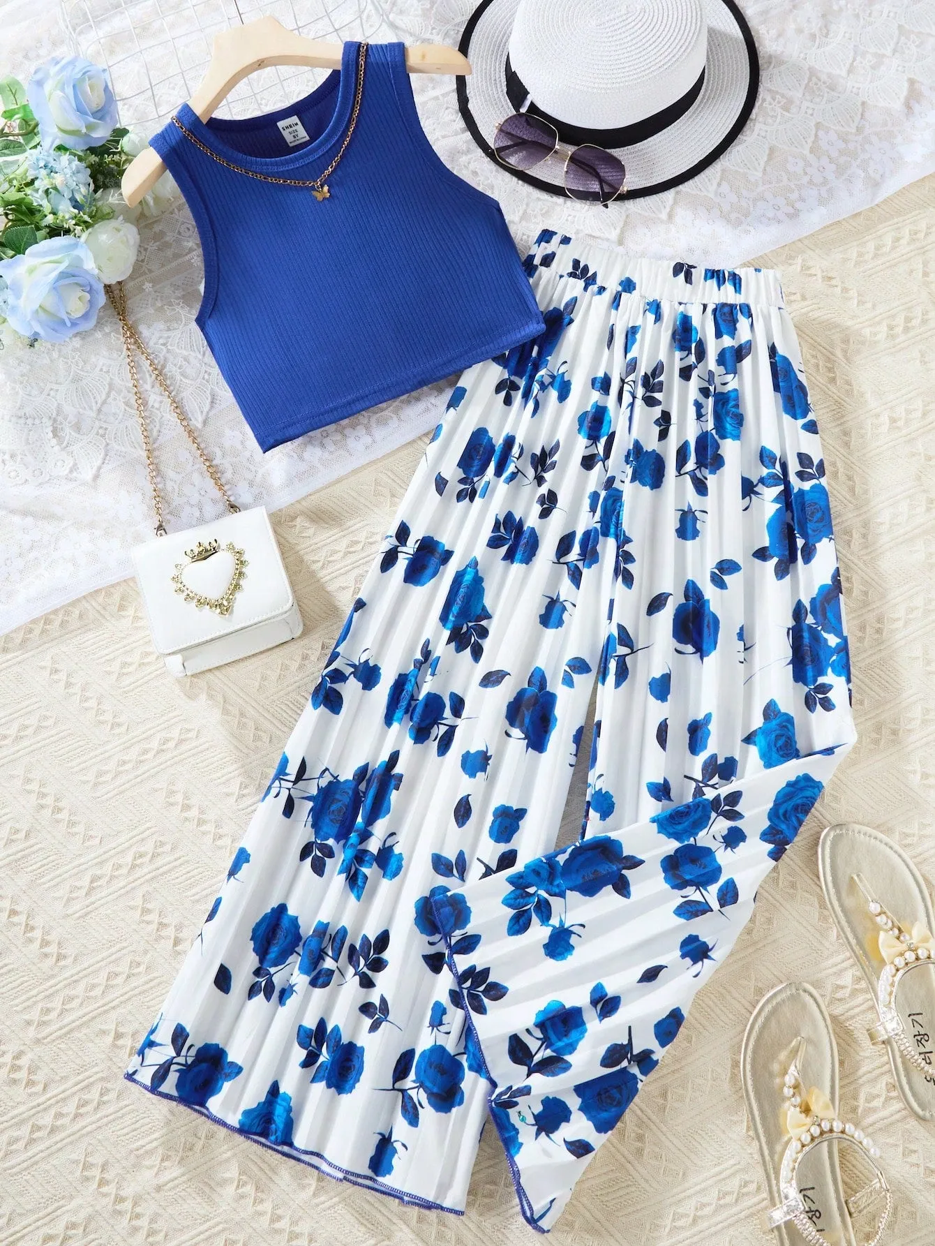 Flower peplum top| Tween Girl Summer  Round Neck Top And Flower