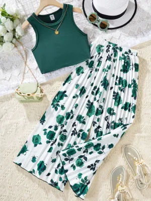 Flower peplum top| Tween Girl Summer  Round Neck Top And Flower