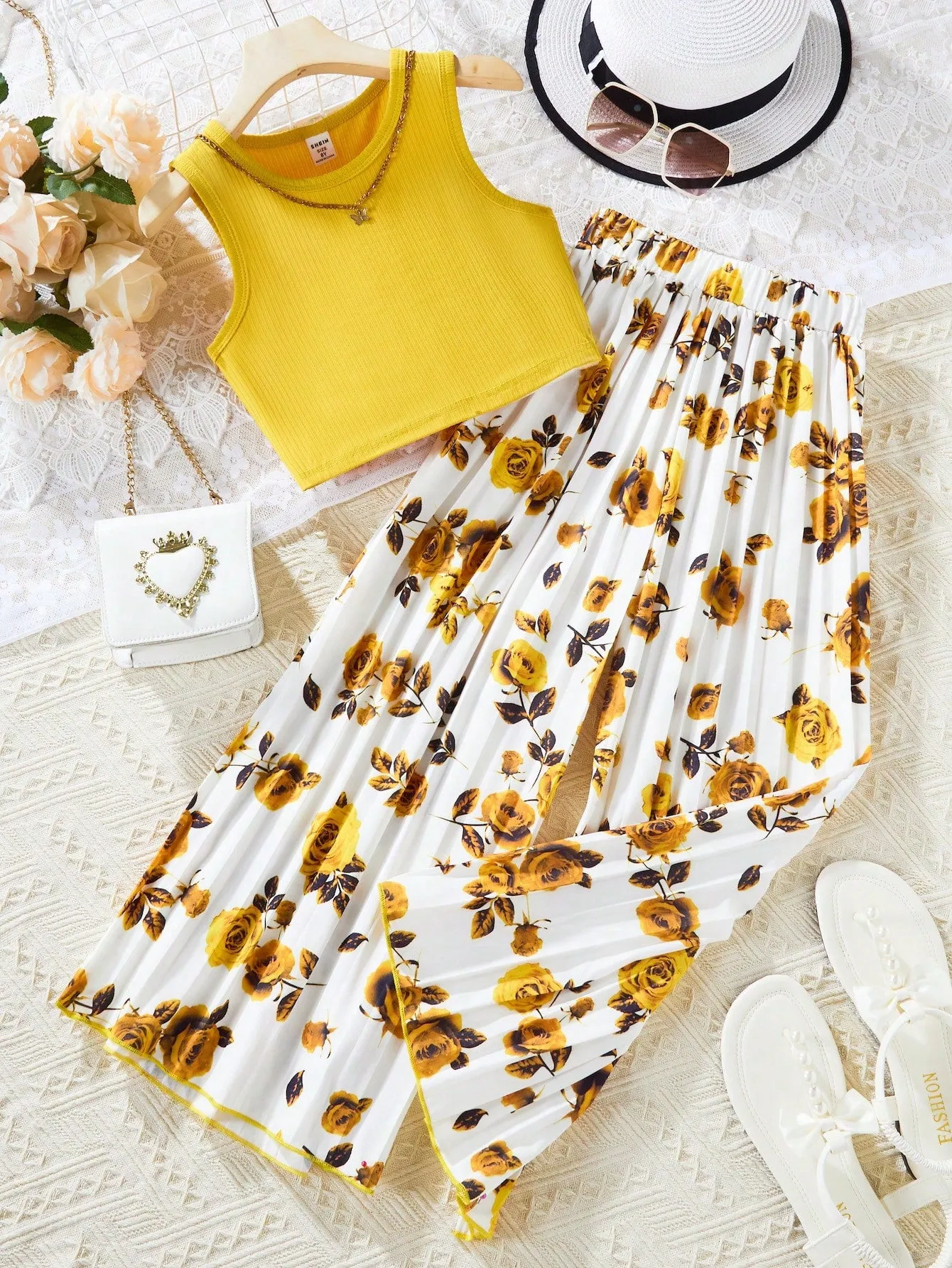 Flower peplum top| Tween Girl Summer  Round Neck Top And Flower