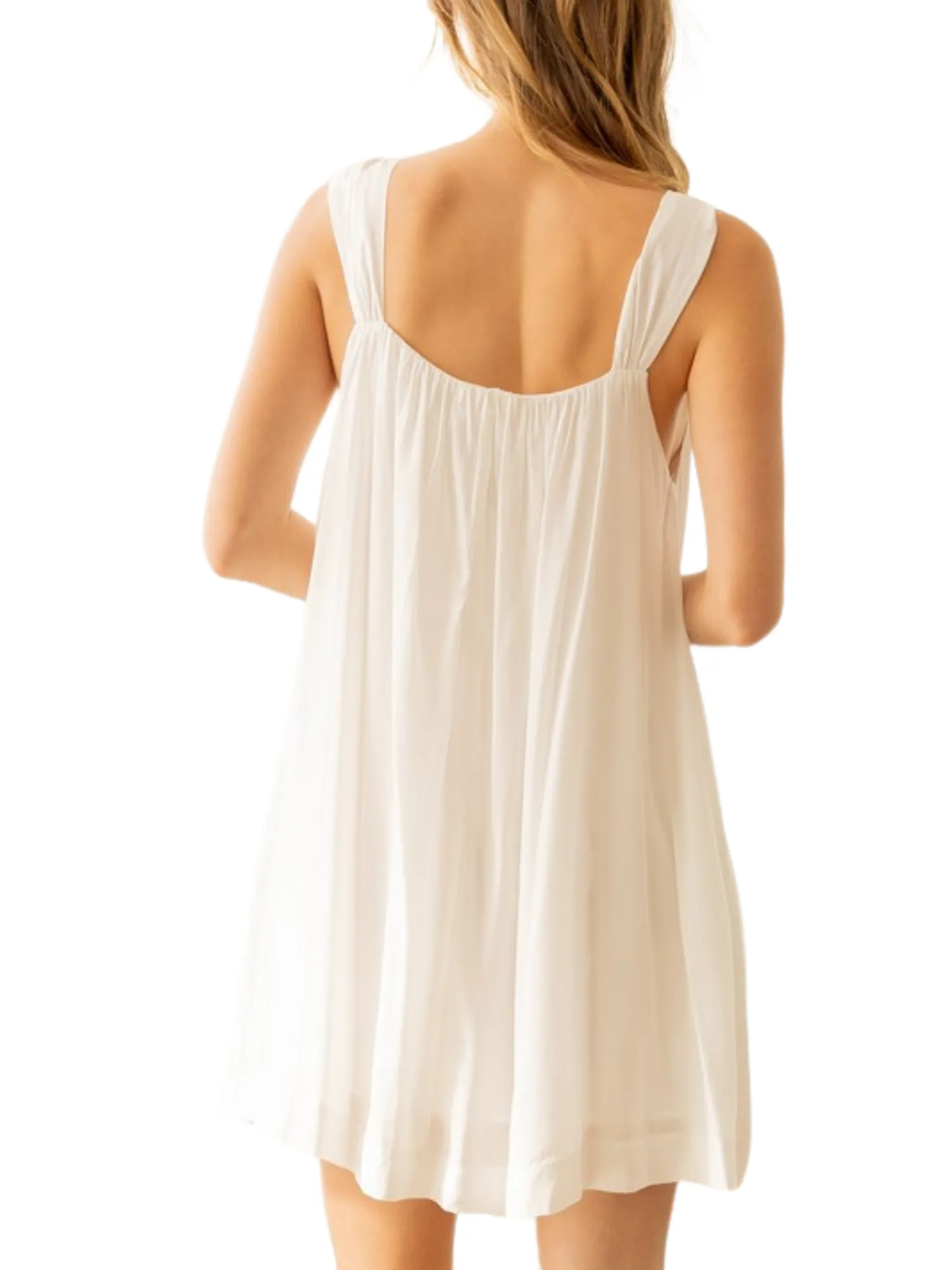 Flower Strap Mini Dress - Off White