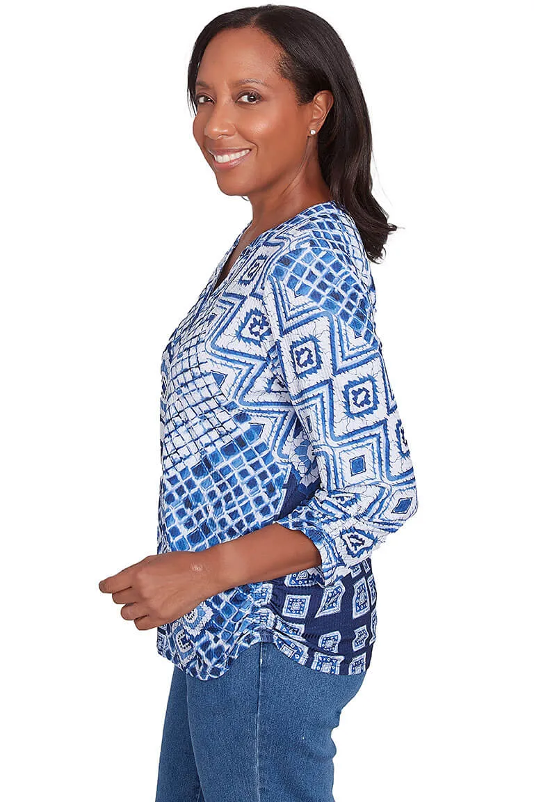 Free Spirit Ikat Henley Top