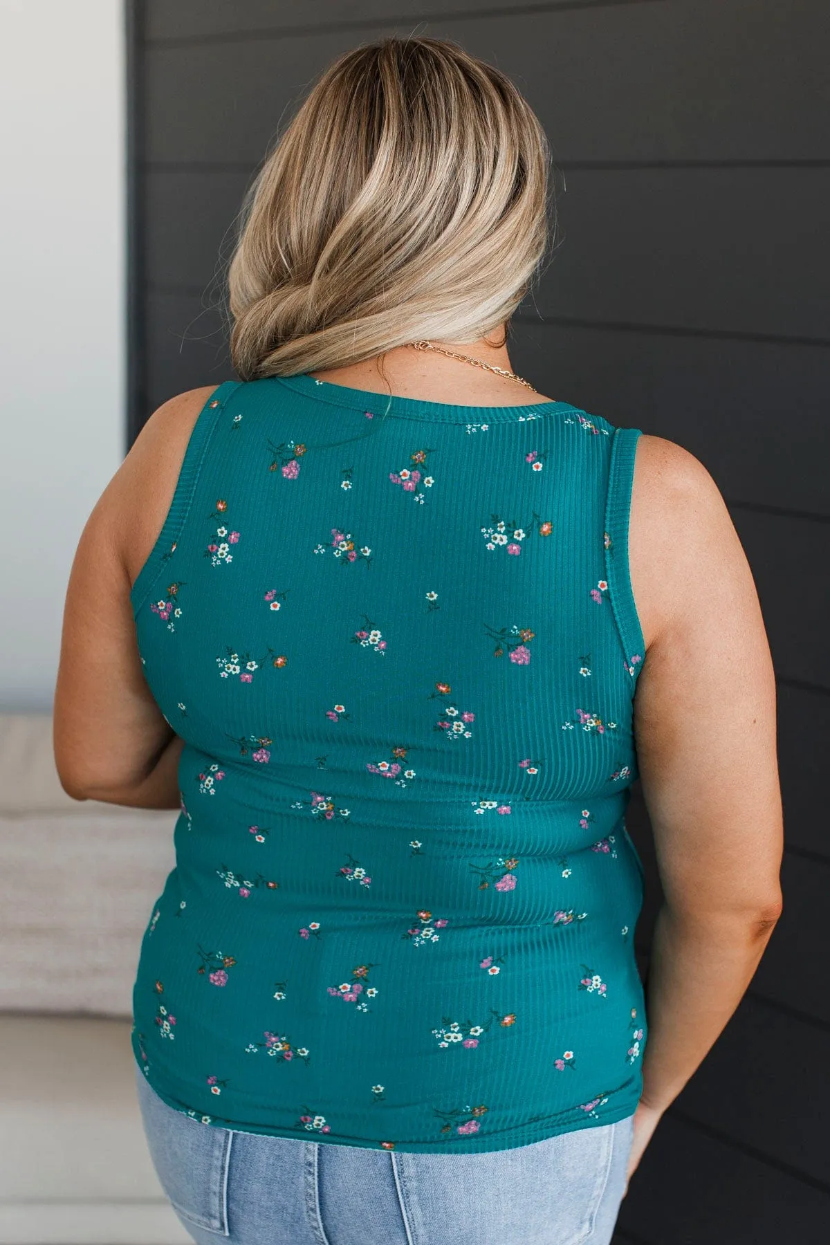 Friends For Life Floral Tank Top- Jade