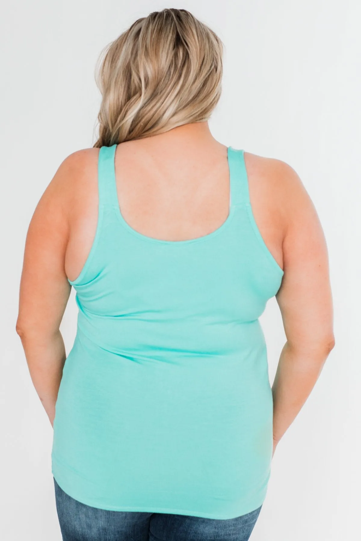 Front Lace Criss Cross Tank Top- Aqua