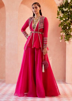 Fuchsia Maelyn Peplum Sharara Set