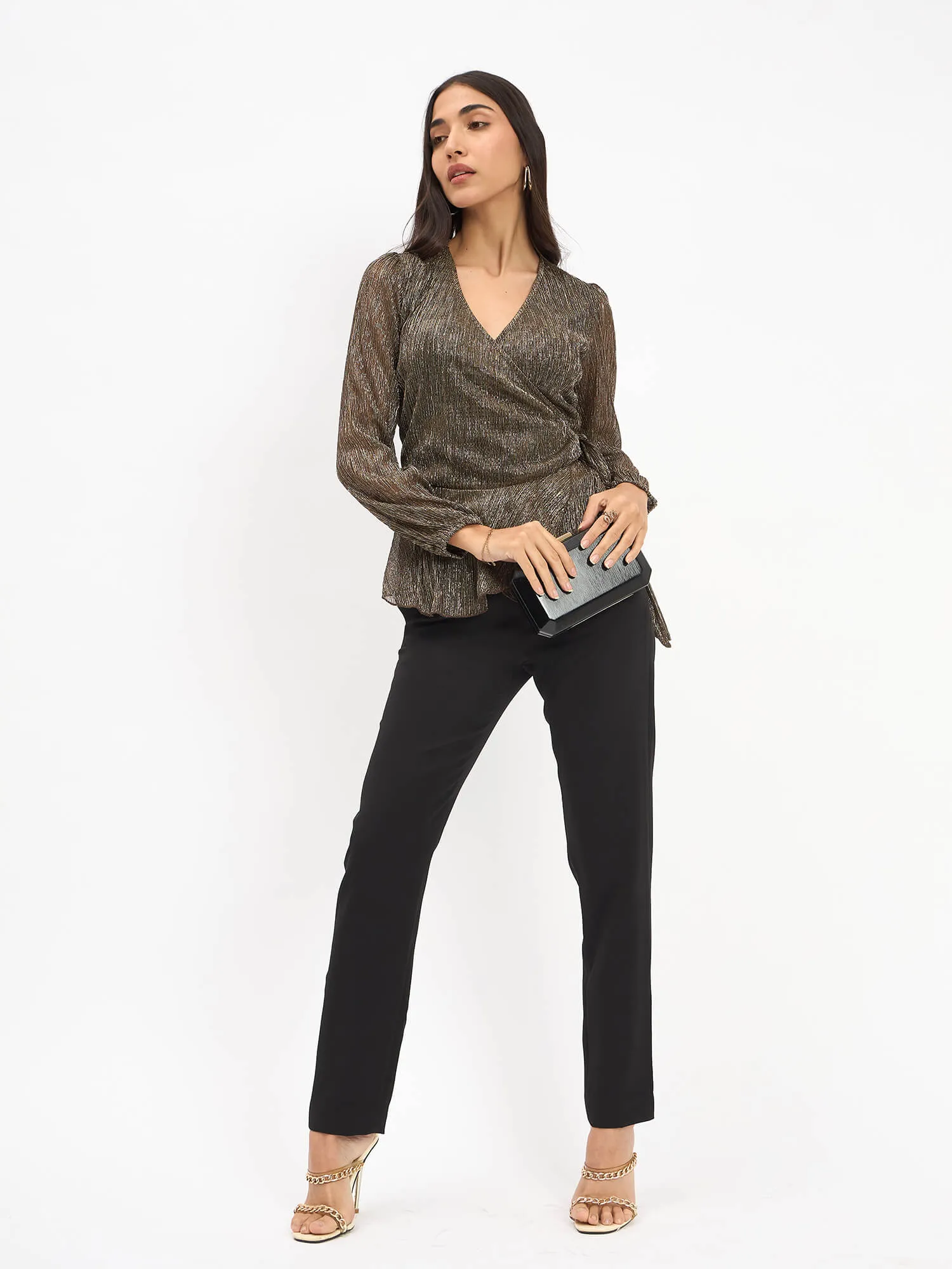 Gala V-Neck Wrap Top - Bronze
