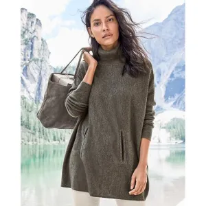 Garnet Hill Wool Cashmere Oversized Turtleneck Tunic Sweater Brown Size Small