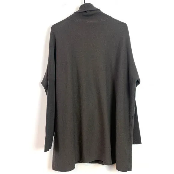 Garnet Hill Wool Cashmere Oversized Turtleneck Tunic Sweater Brown Size Small