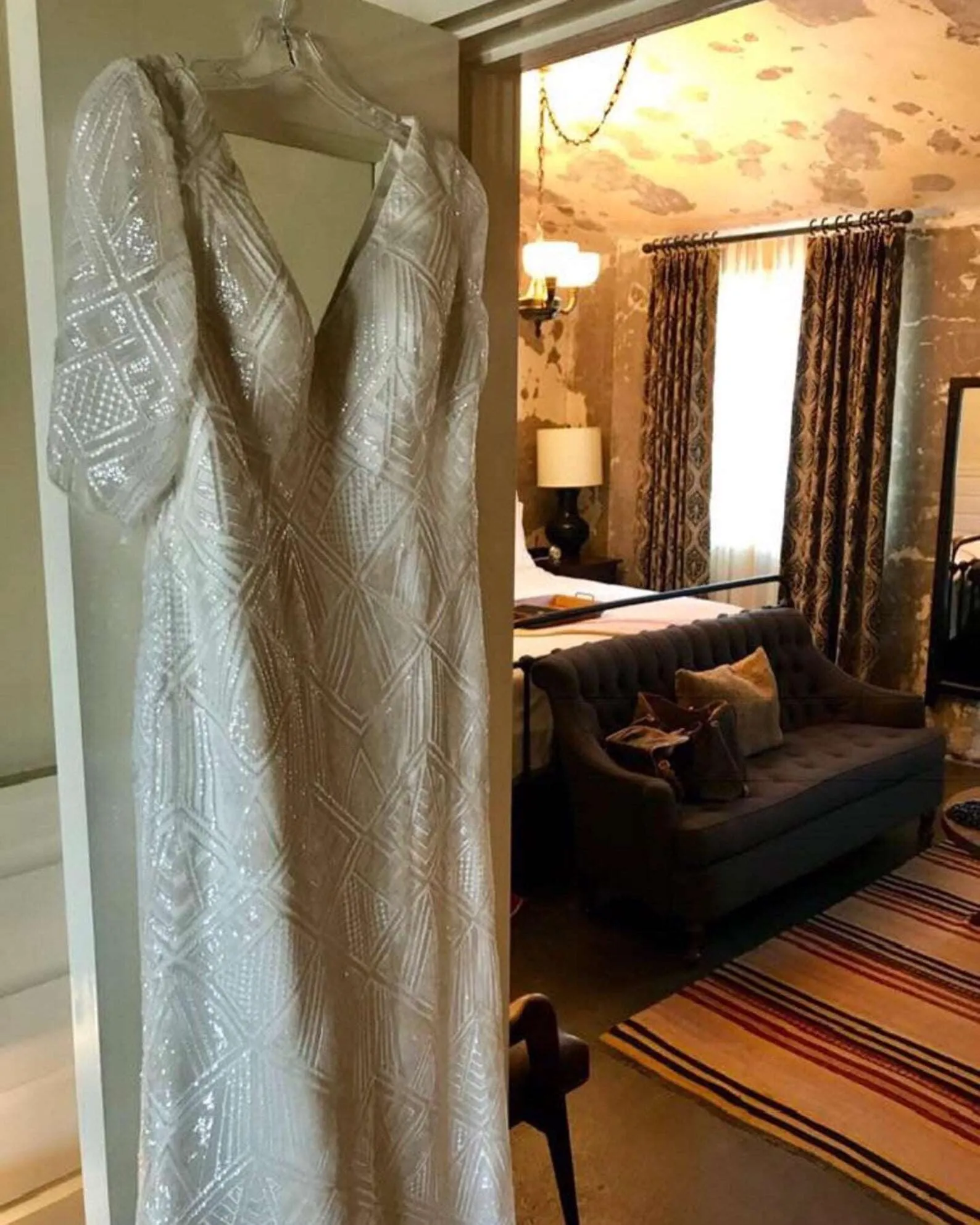 Geometric Sequin Lace Sheath Wedding Dress Jill