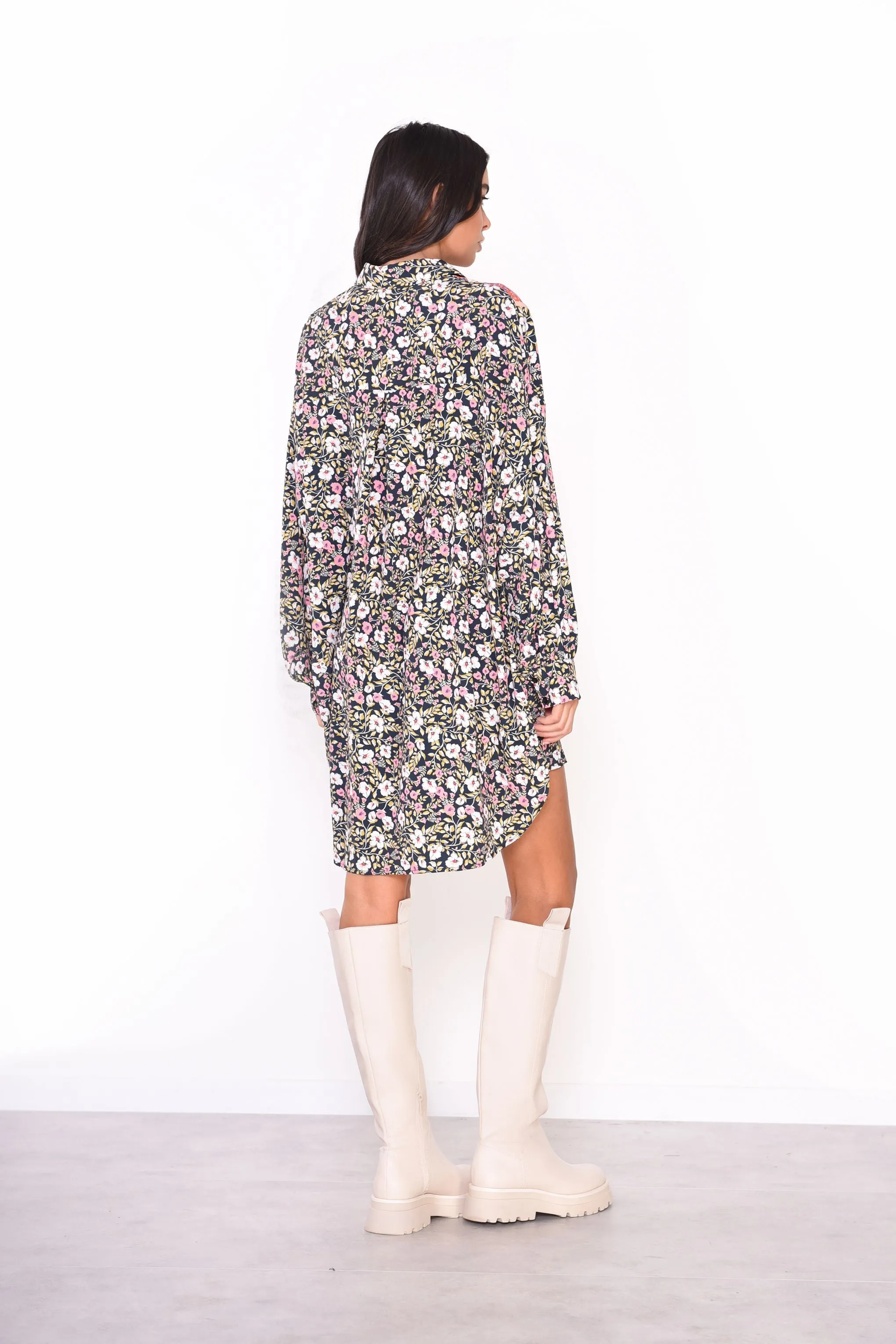 Glamorous Mixed Folk Floral Shift Midi Dress