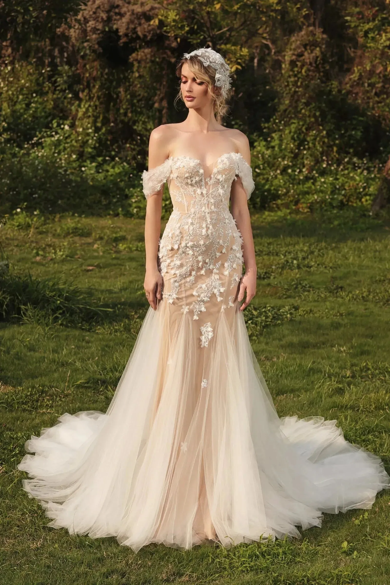 Gorgeous Wedding Dresses Elegant Bridal Gown Pretty Luxury Sheath Mermaid Lace Appliques Off The Shoulder Vestidos De Novia