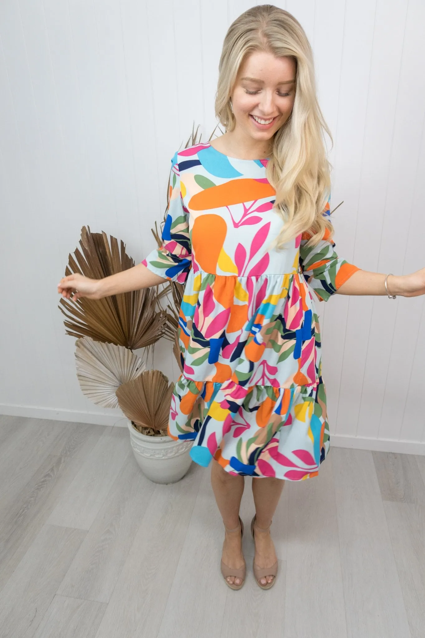 Grace Dress -Orange/hot pink/blue/green