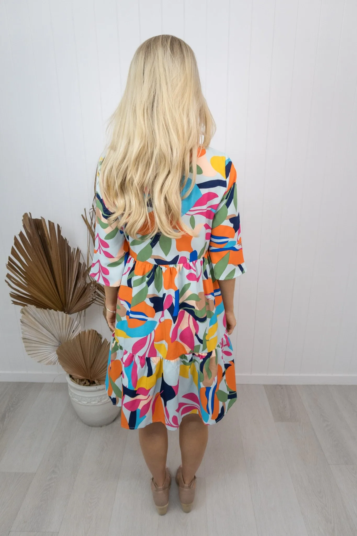 Grace Dress -Orange/hot pink/blue/green