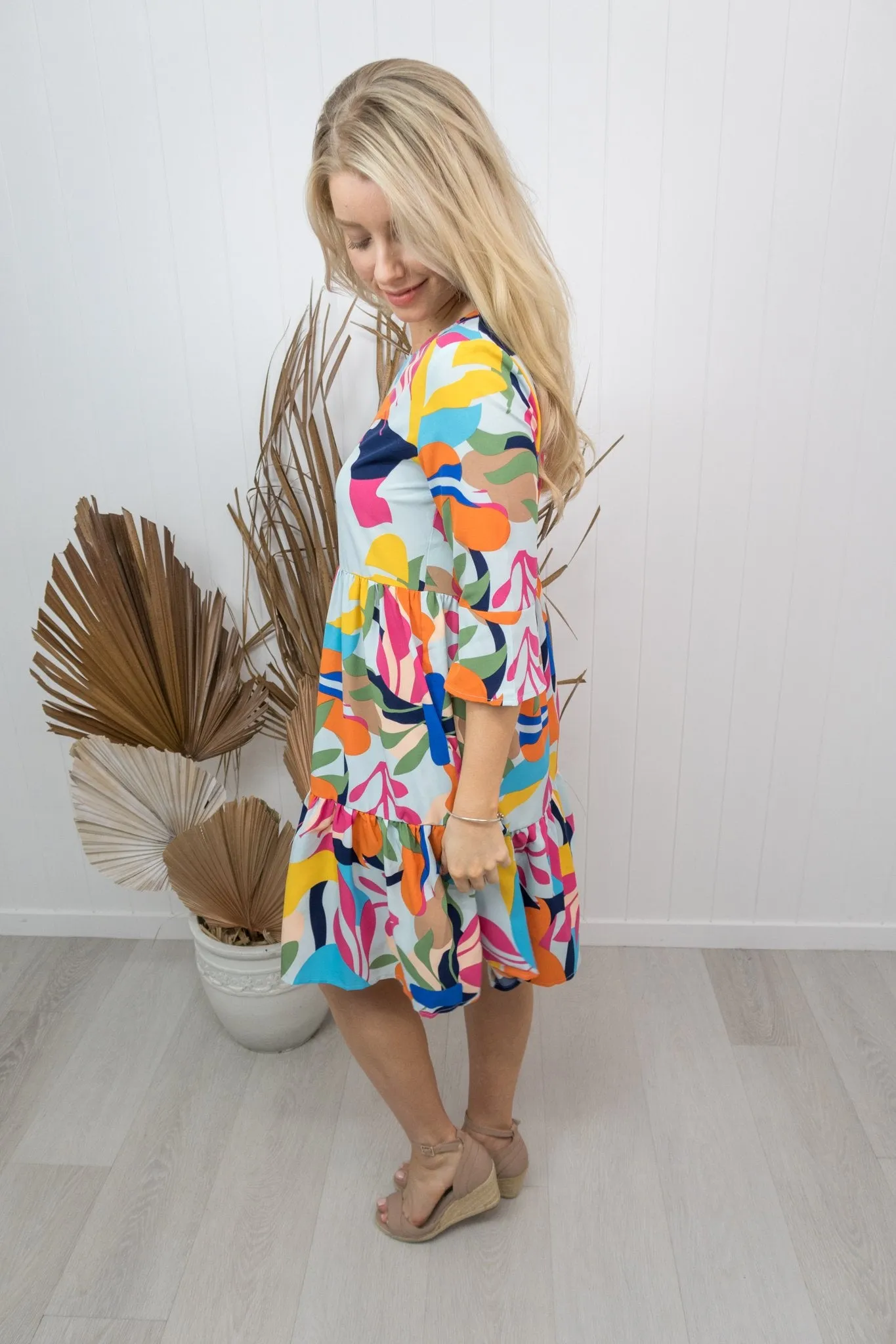 Grace Dress -Orange/hot pink/blue/green