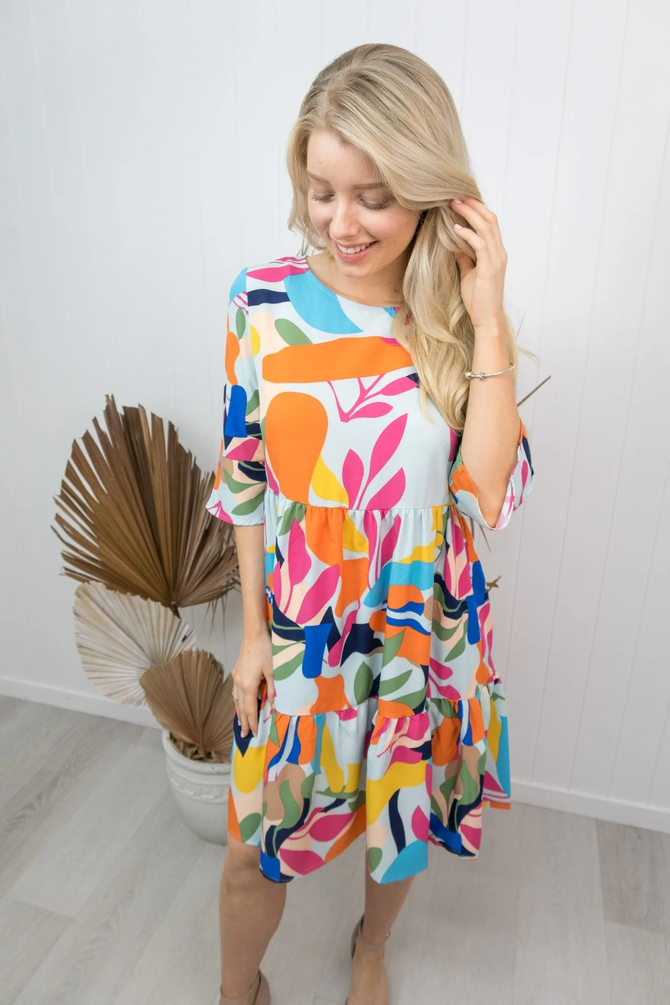 Grace Dress -Orange/hot pink/blue/green