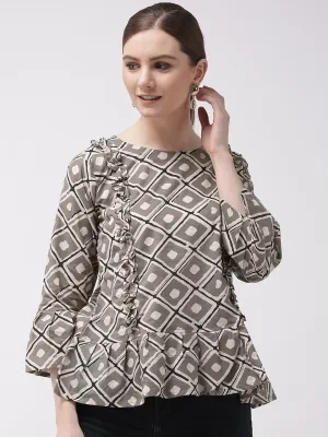 Grey Peplum Top with Frill