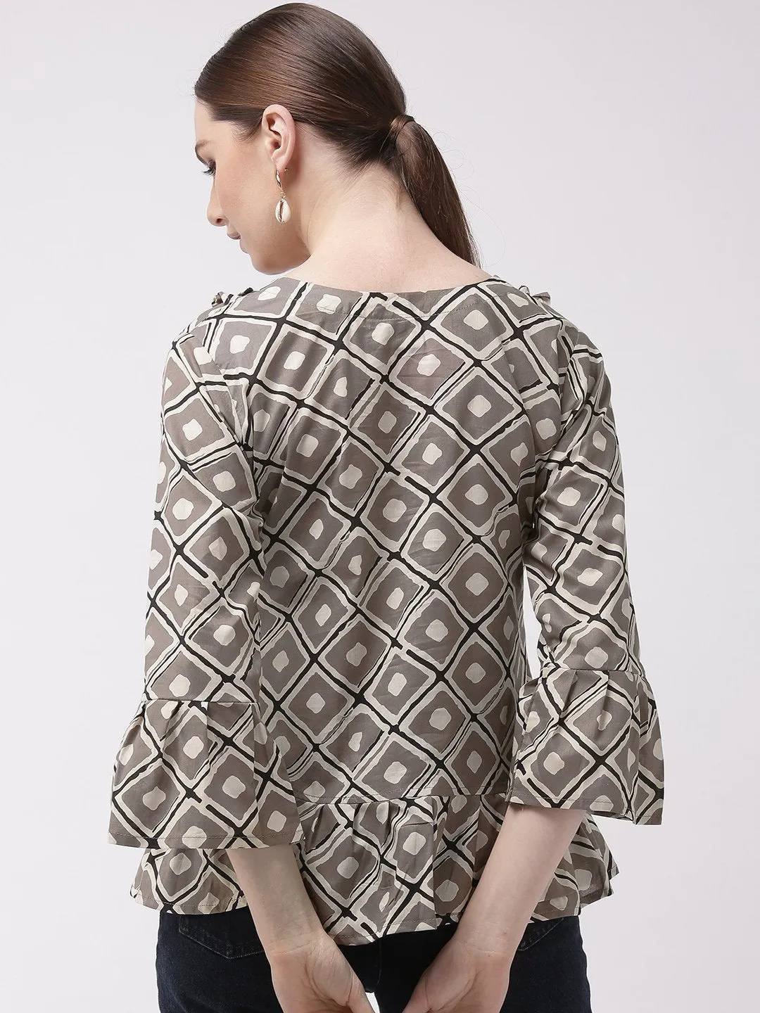 Grey Peplum Top with Frill