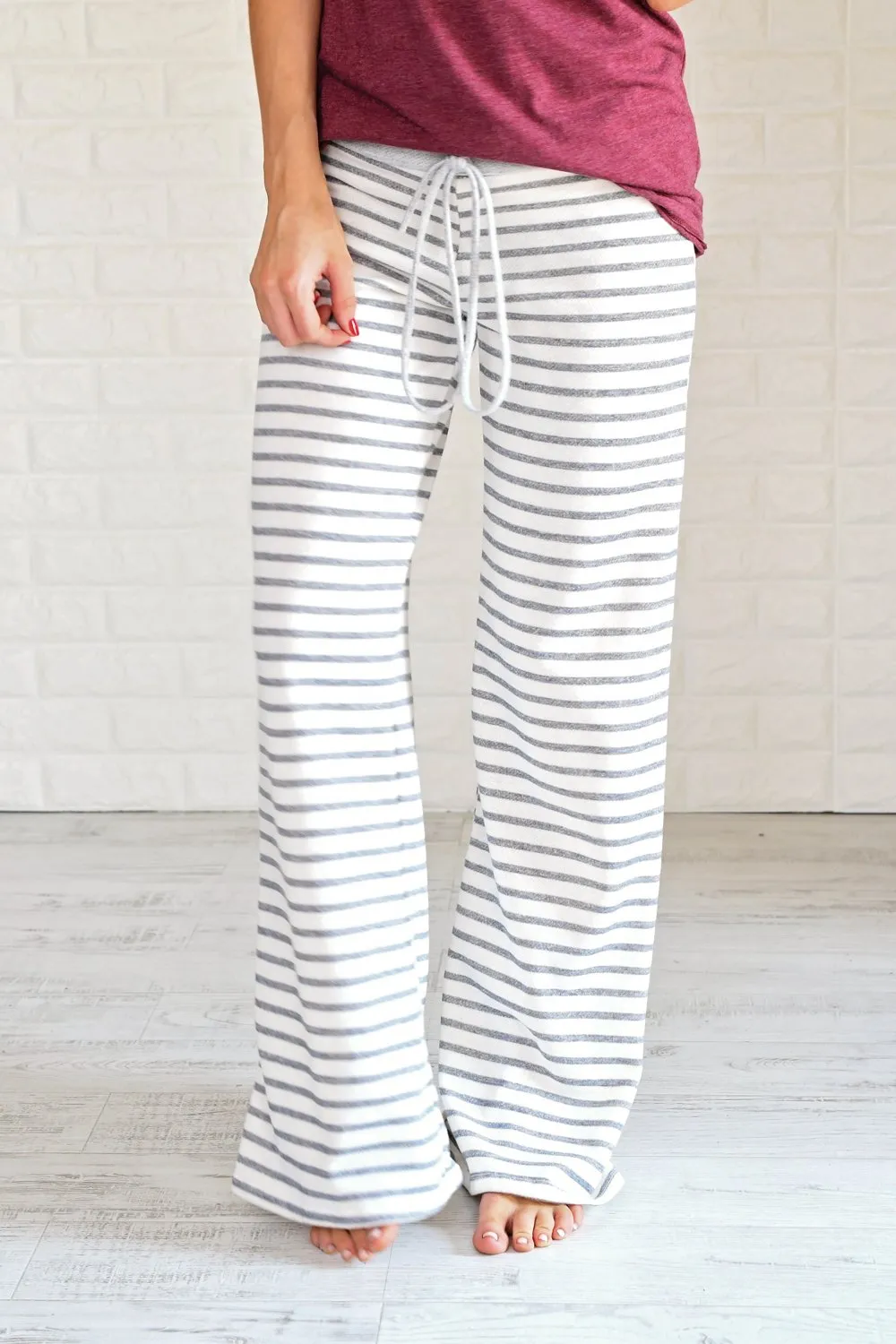 Grey Striped Lounge Pants