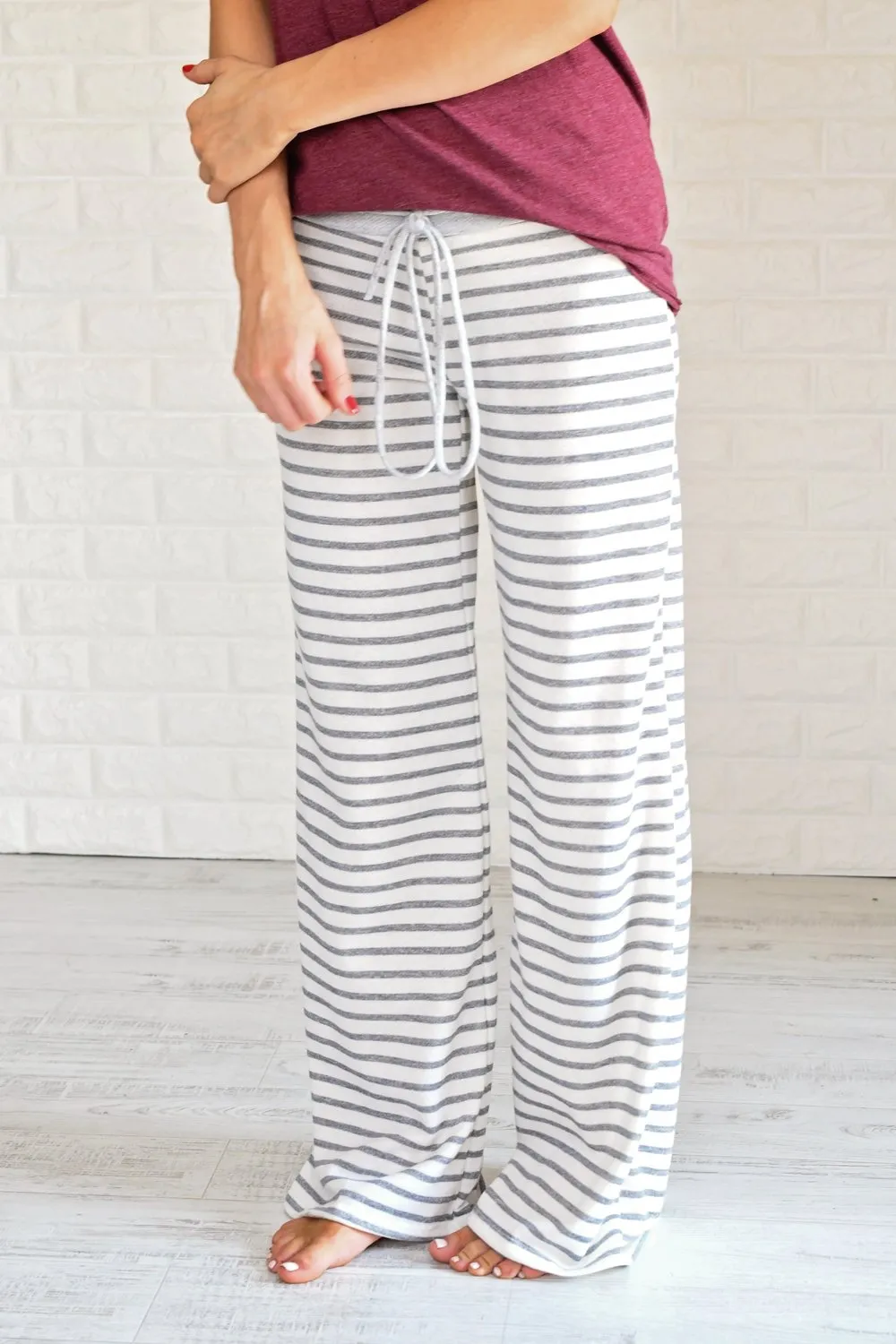 Grey Striped Lounge Pants