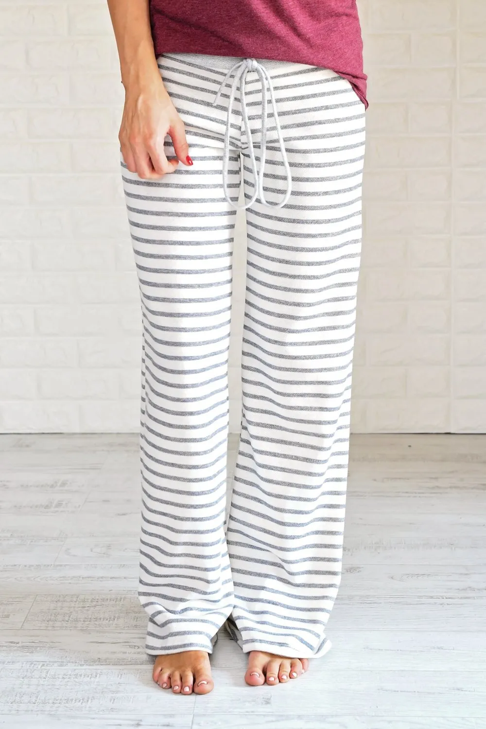 Grey Striped Lounge Pants
