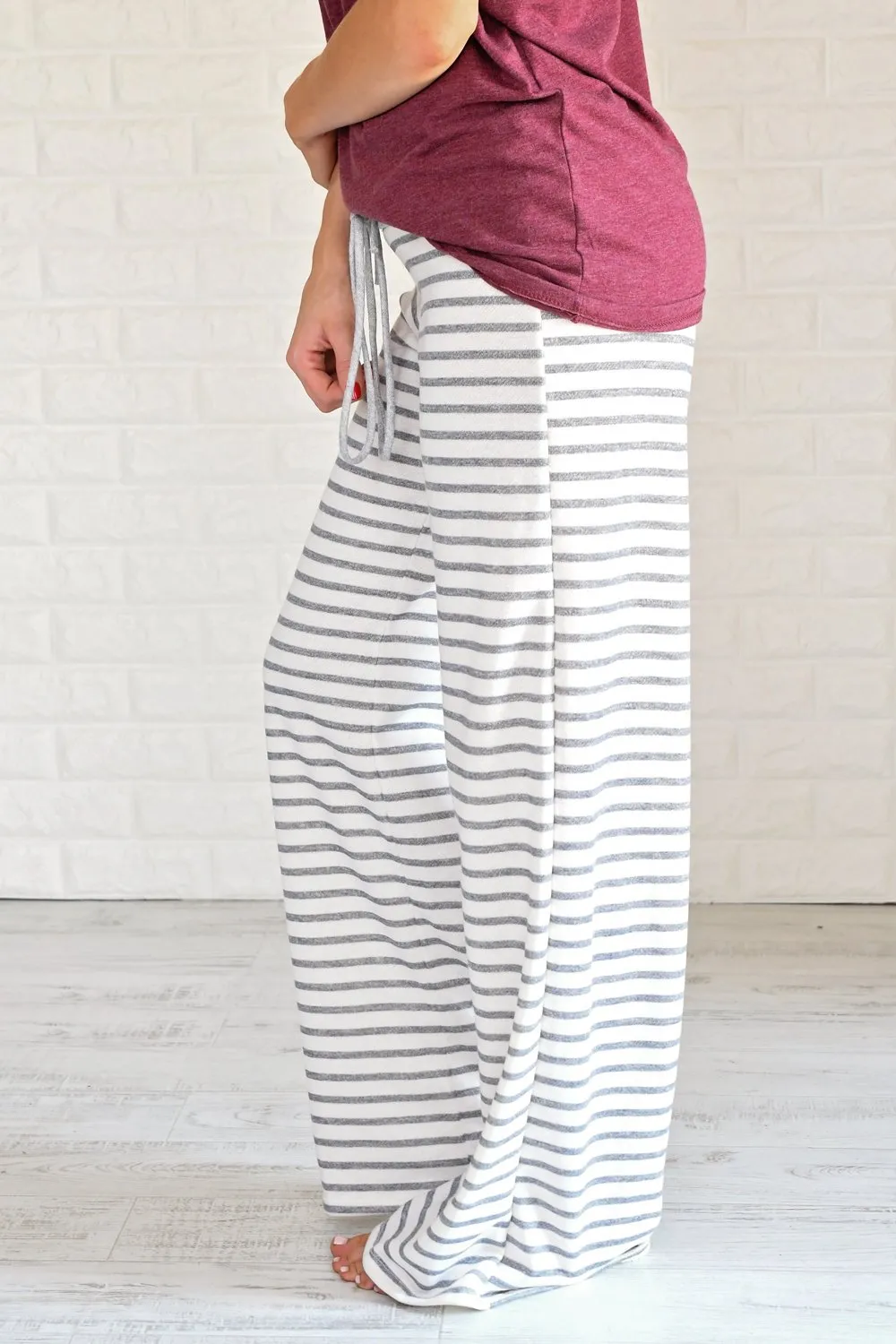 Grey Striped Lounge Pants