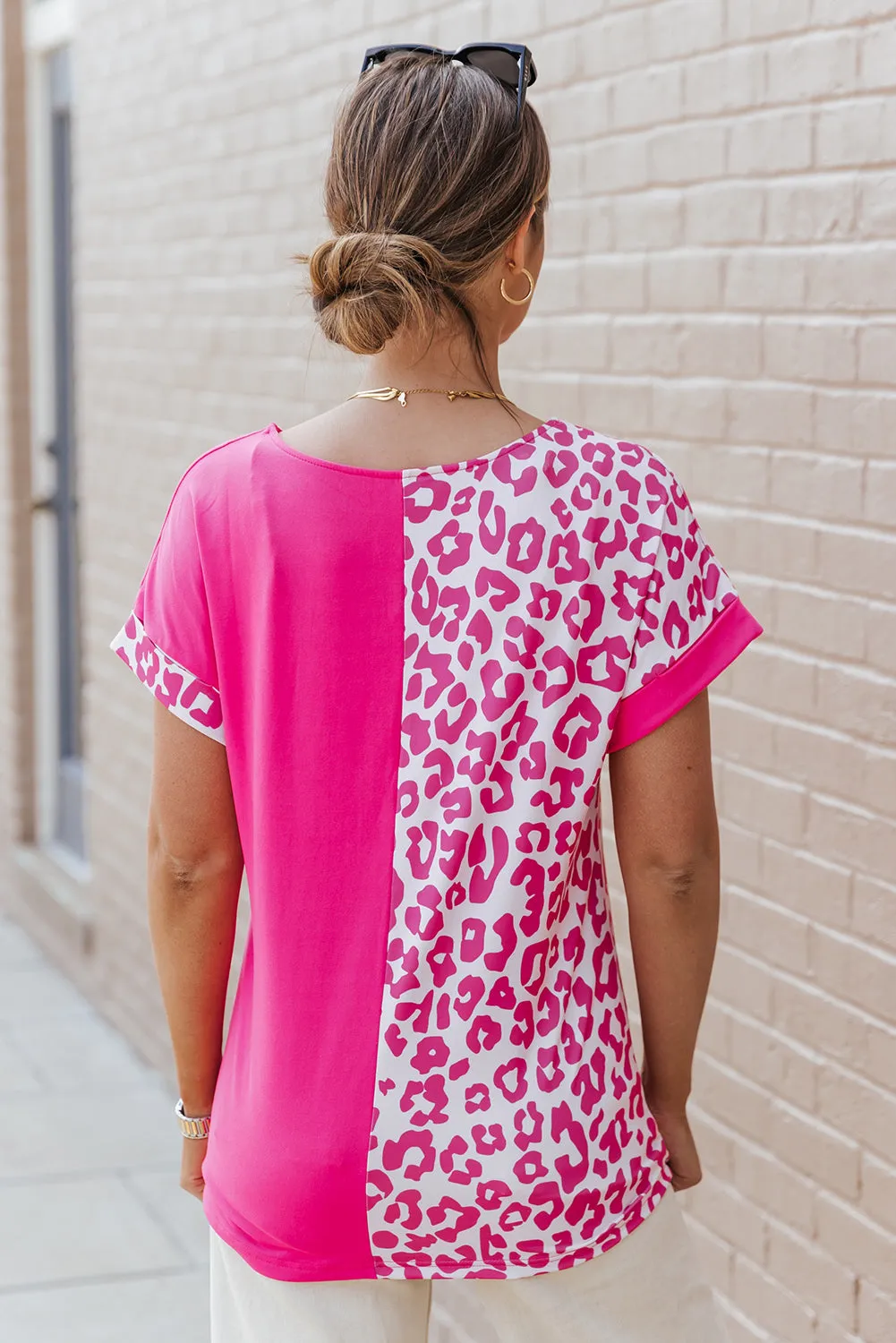 Half Leopard Patchwork Top