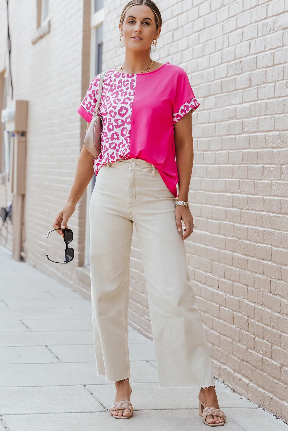Half Leopard Patchwork Top