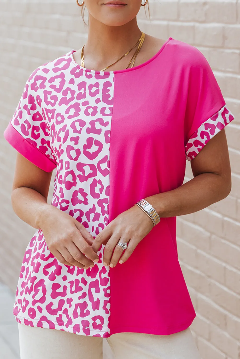 Half Leopard Patchwork Top