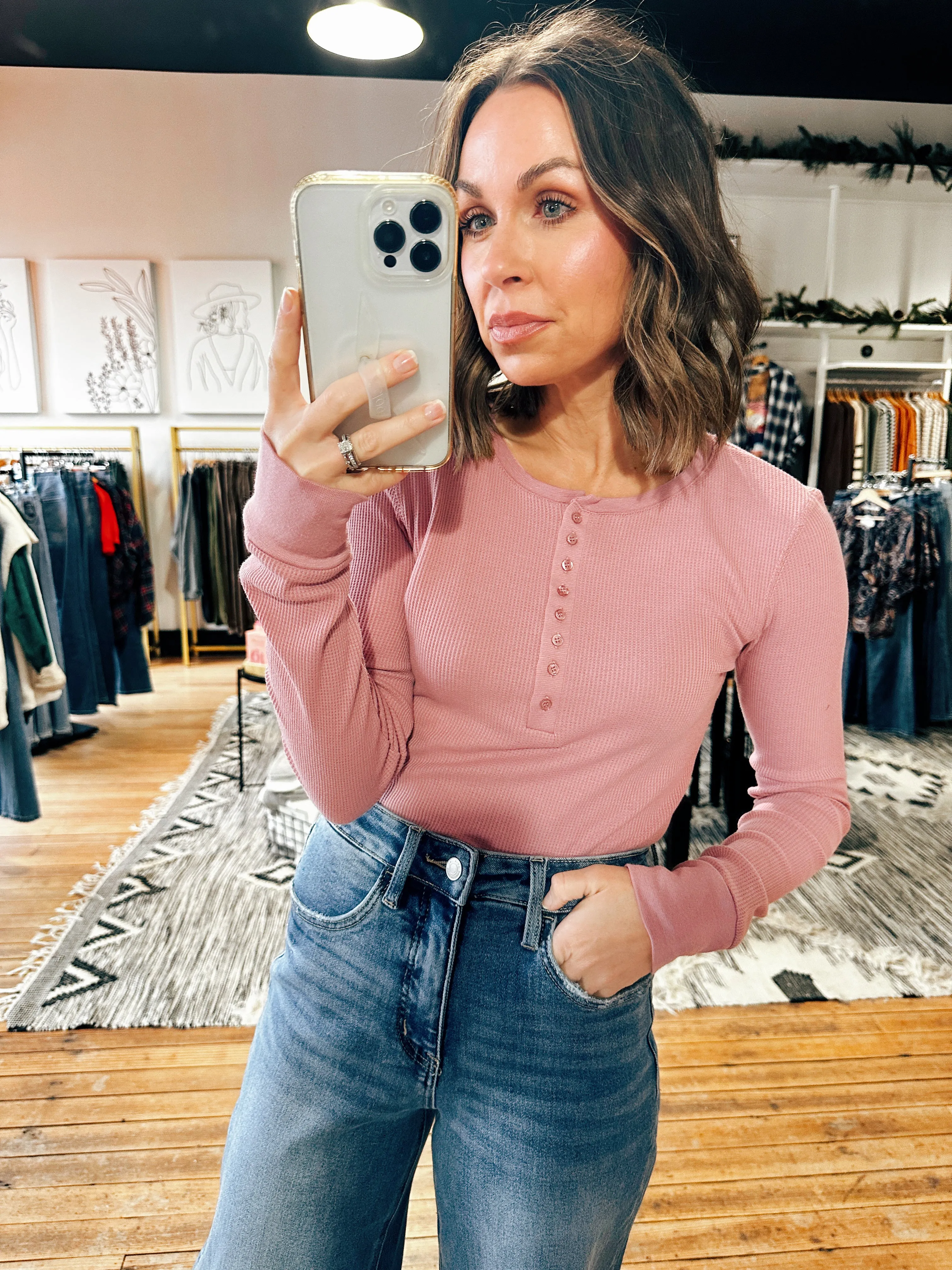 Hallie Thermal Henley Top-7 Colors