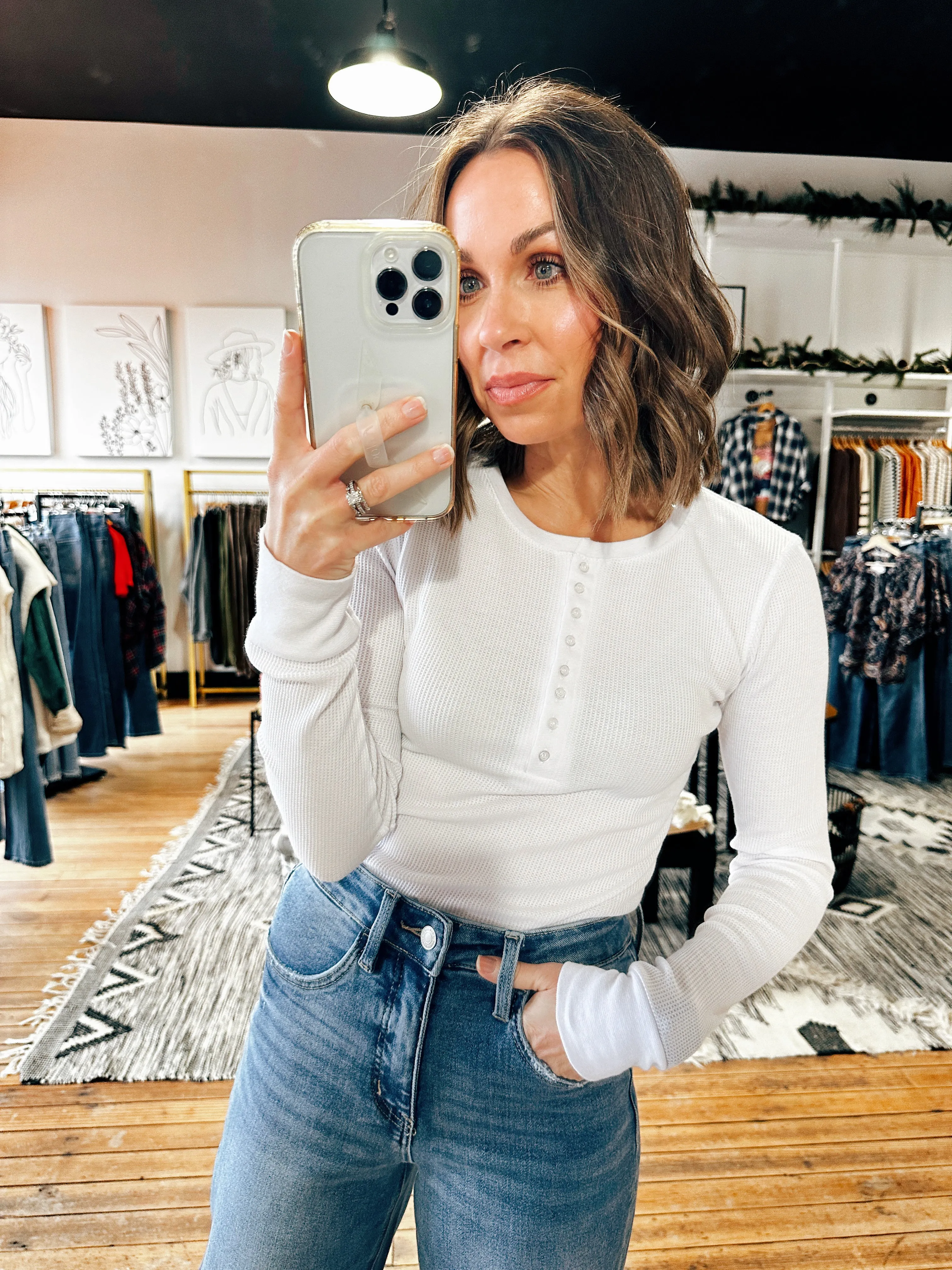 Hallie Thermal Henley Top-7 Colors