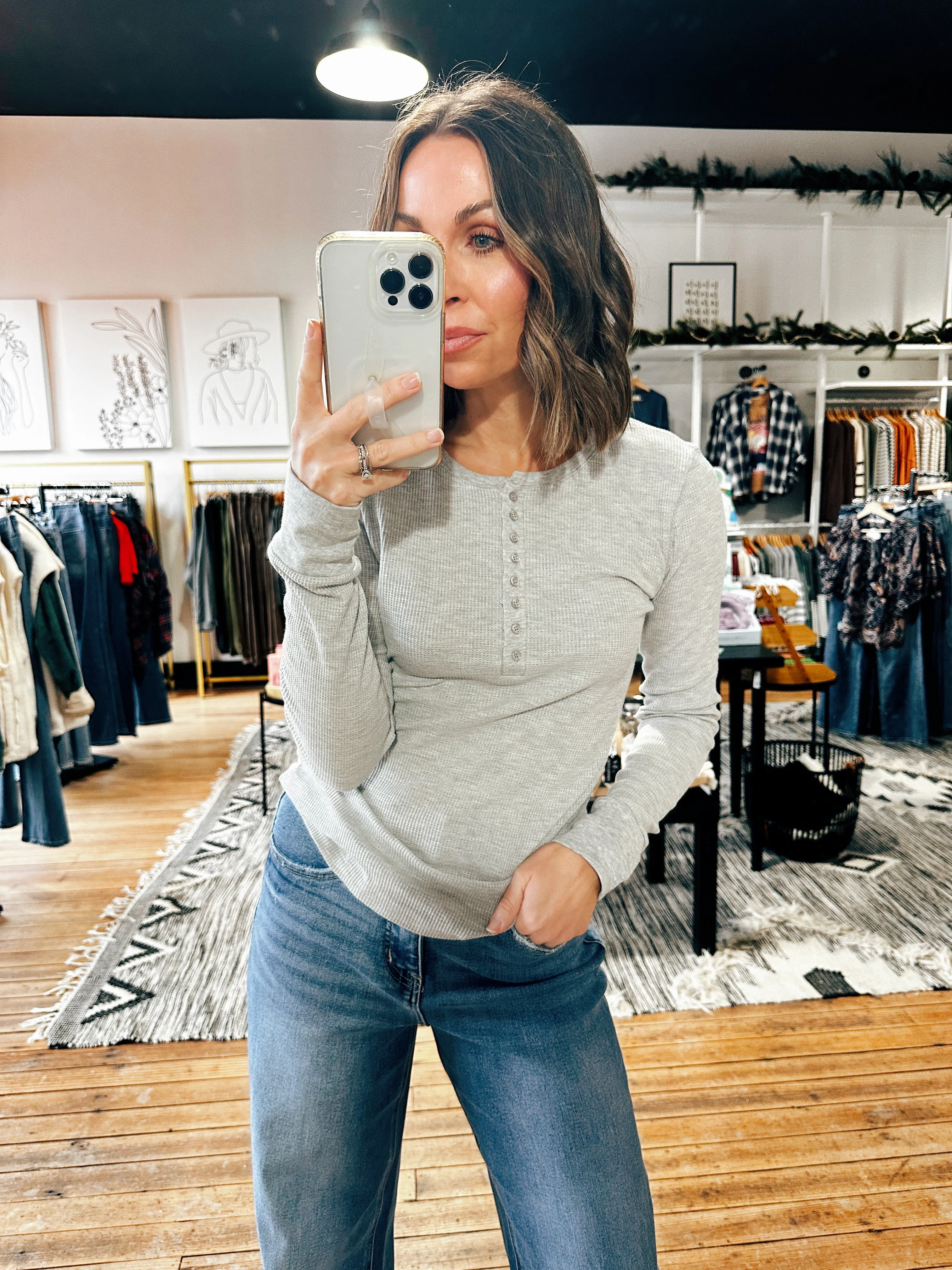 Hallie Thermal Henley Top-7 Colors