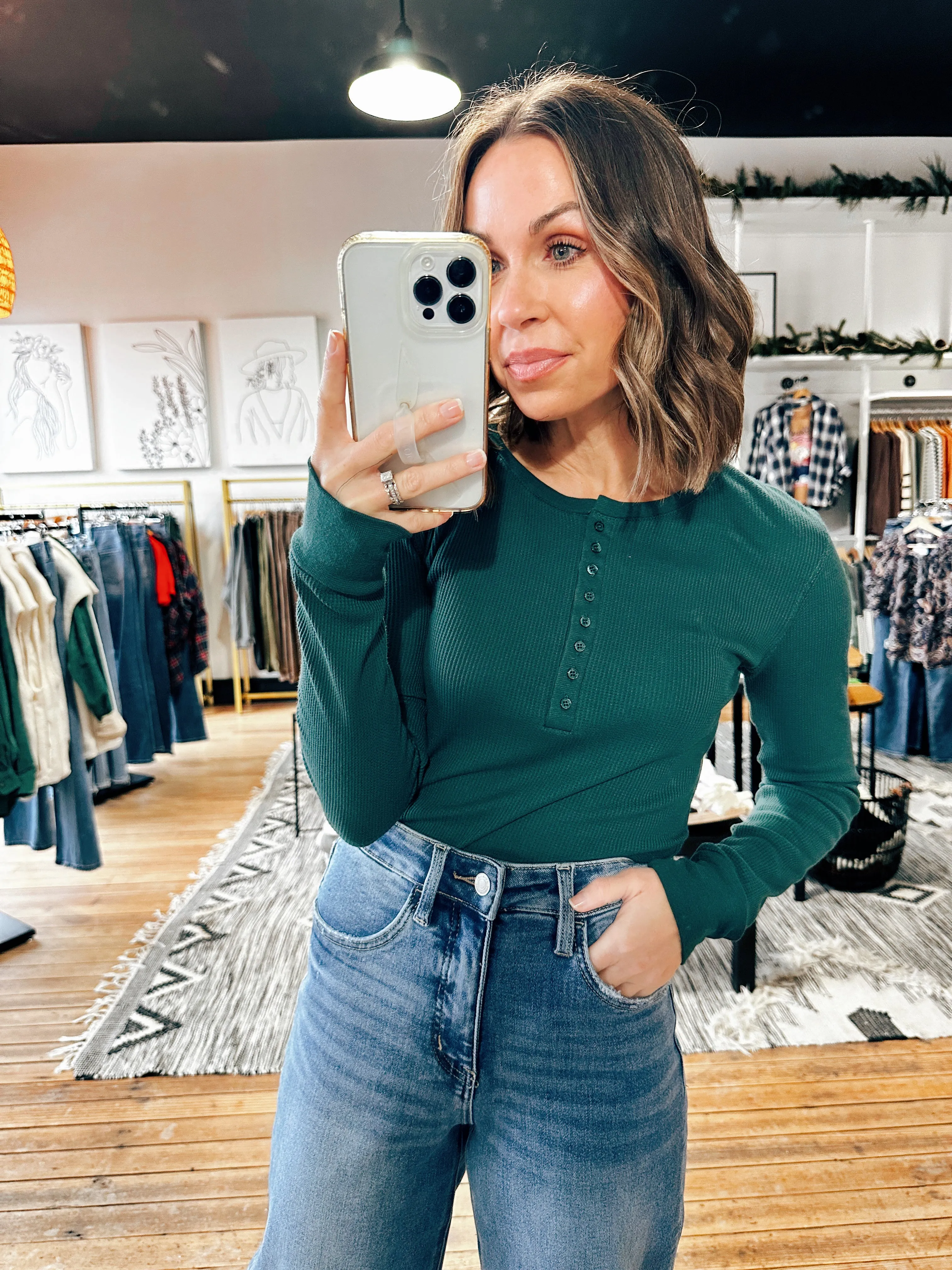 Hallie Thermal Henley Top-7 Colors