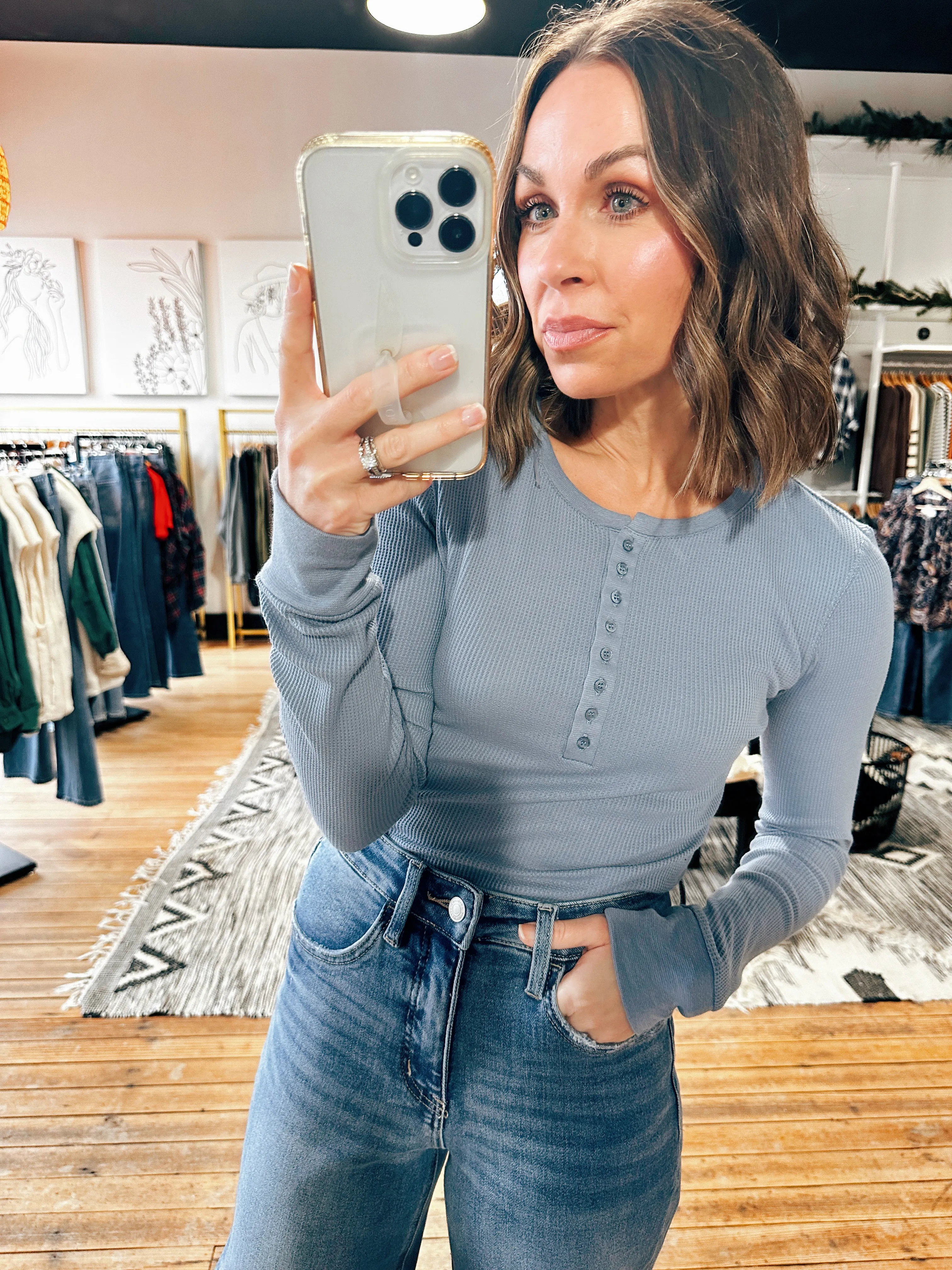 Hallie Thermal Henley Top-7 Colors