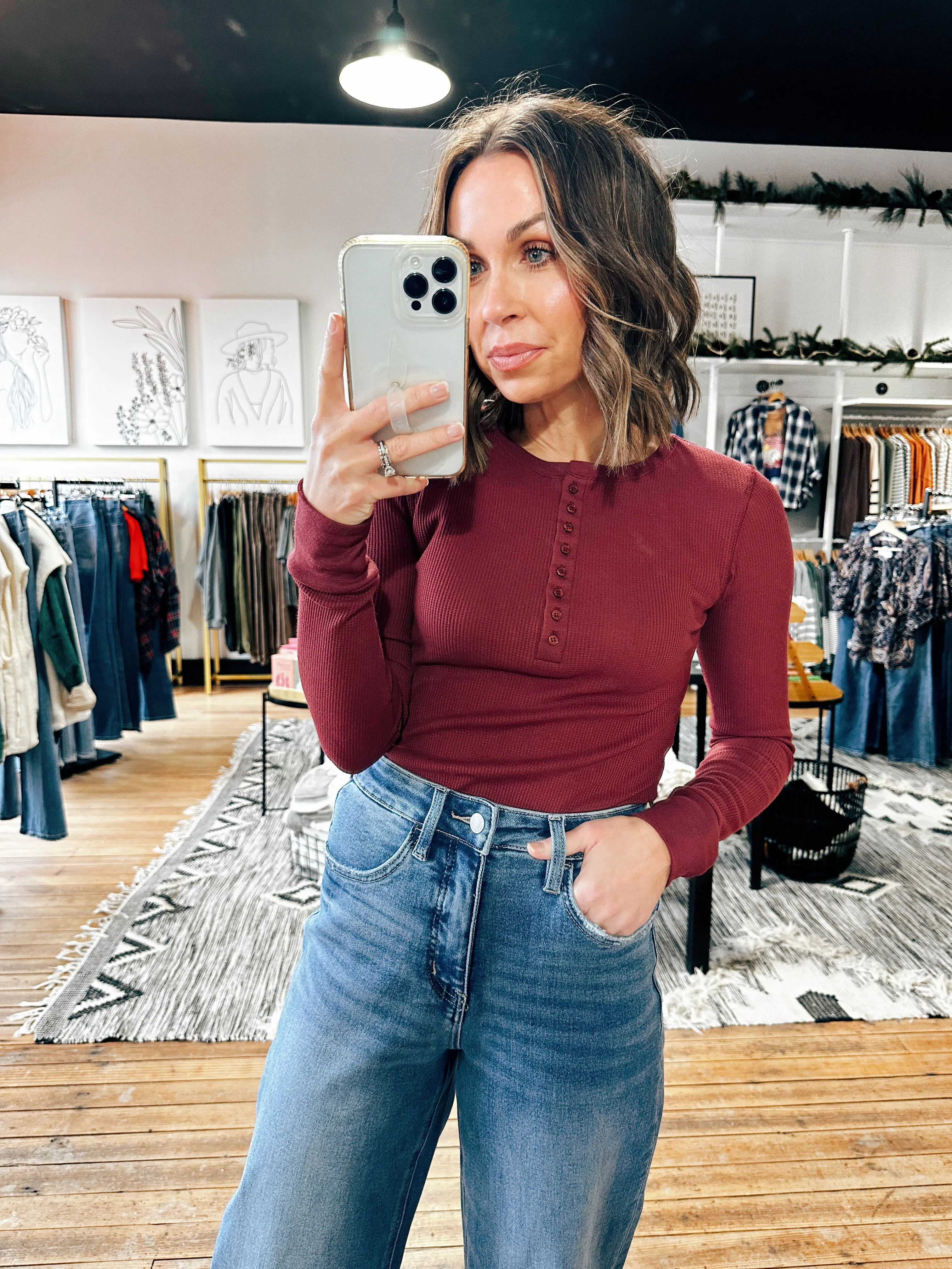 Hallie Thermal Henley Top-7 Colors