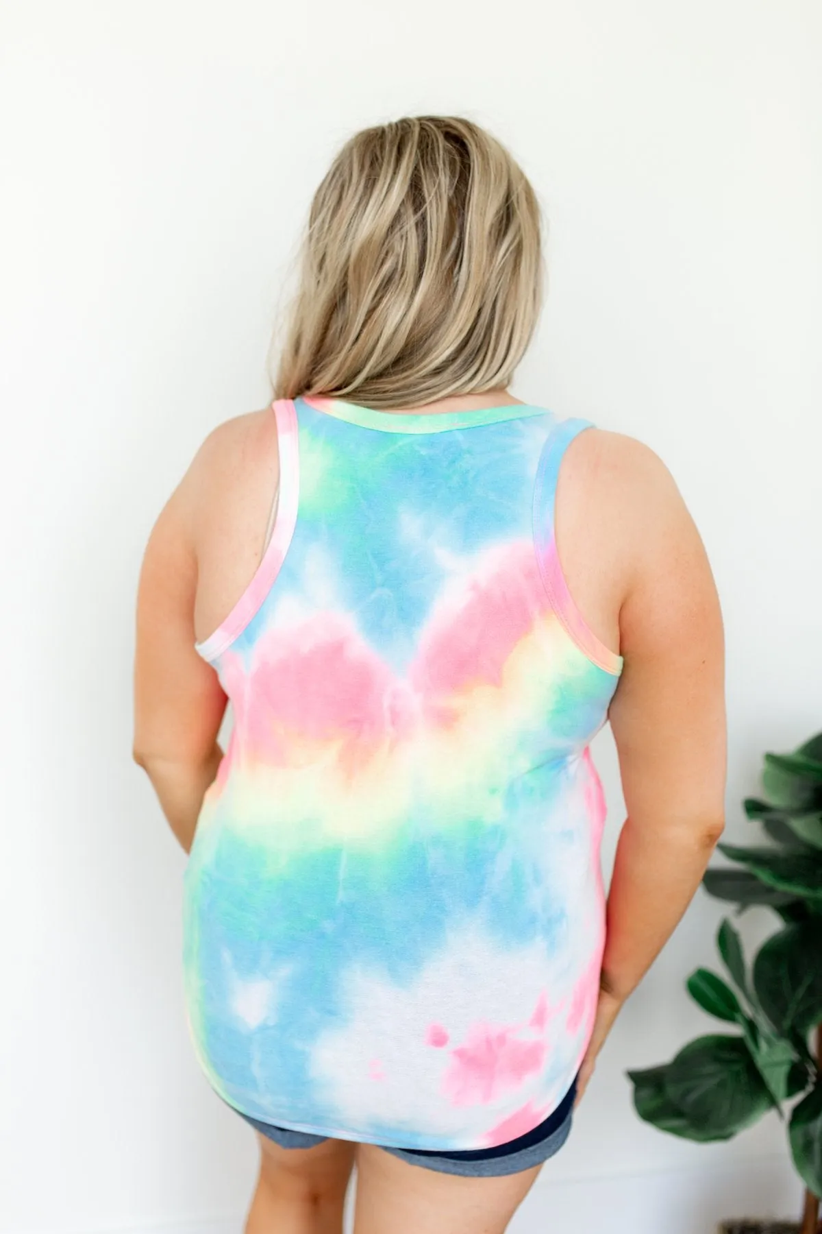 Happy Thoughts Tie Dye Multi Color Tank Top