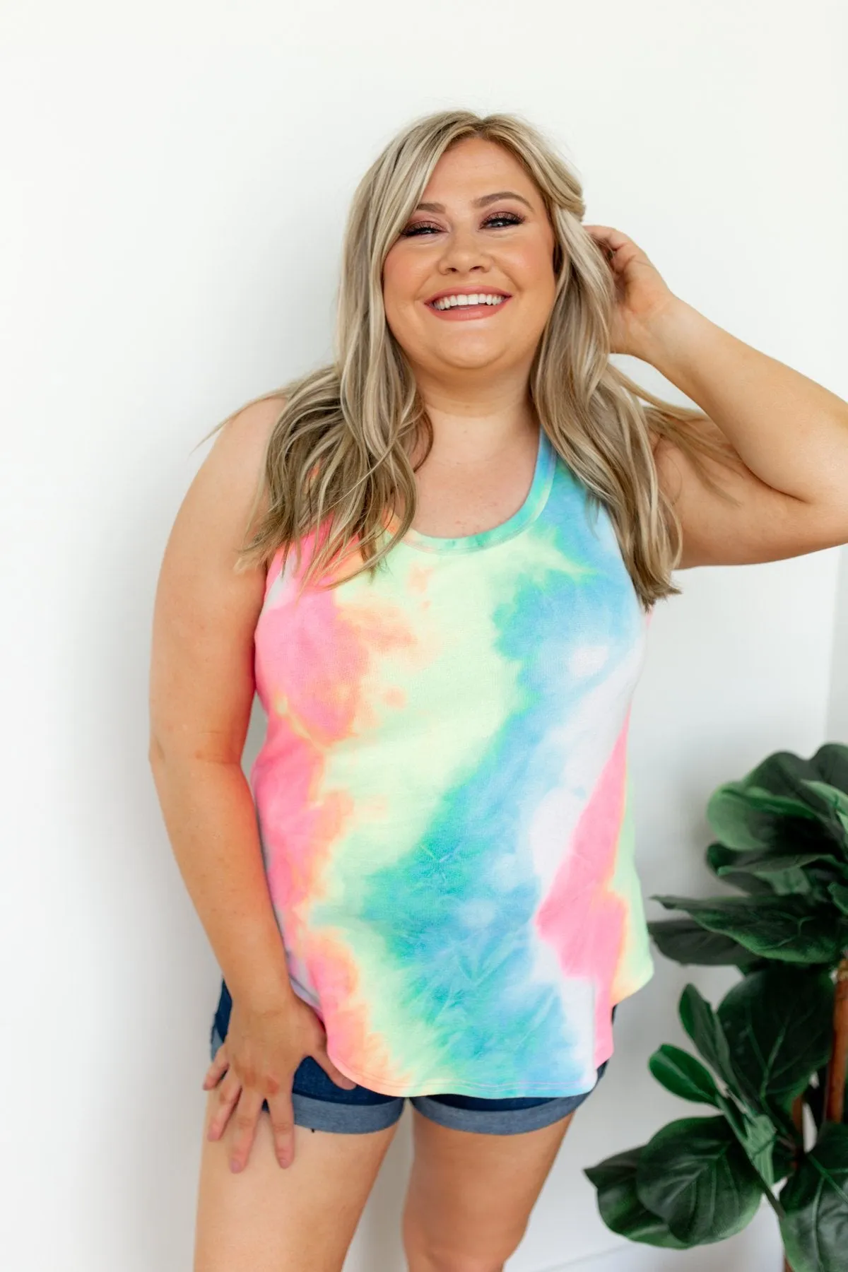 Happy Thoughts Tie Dye Multi Color Tank Top