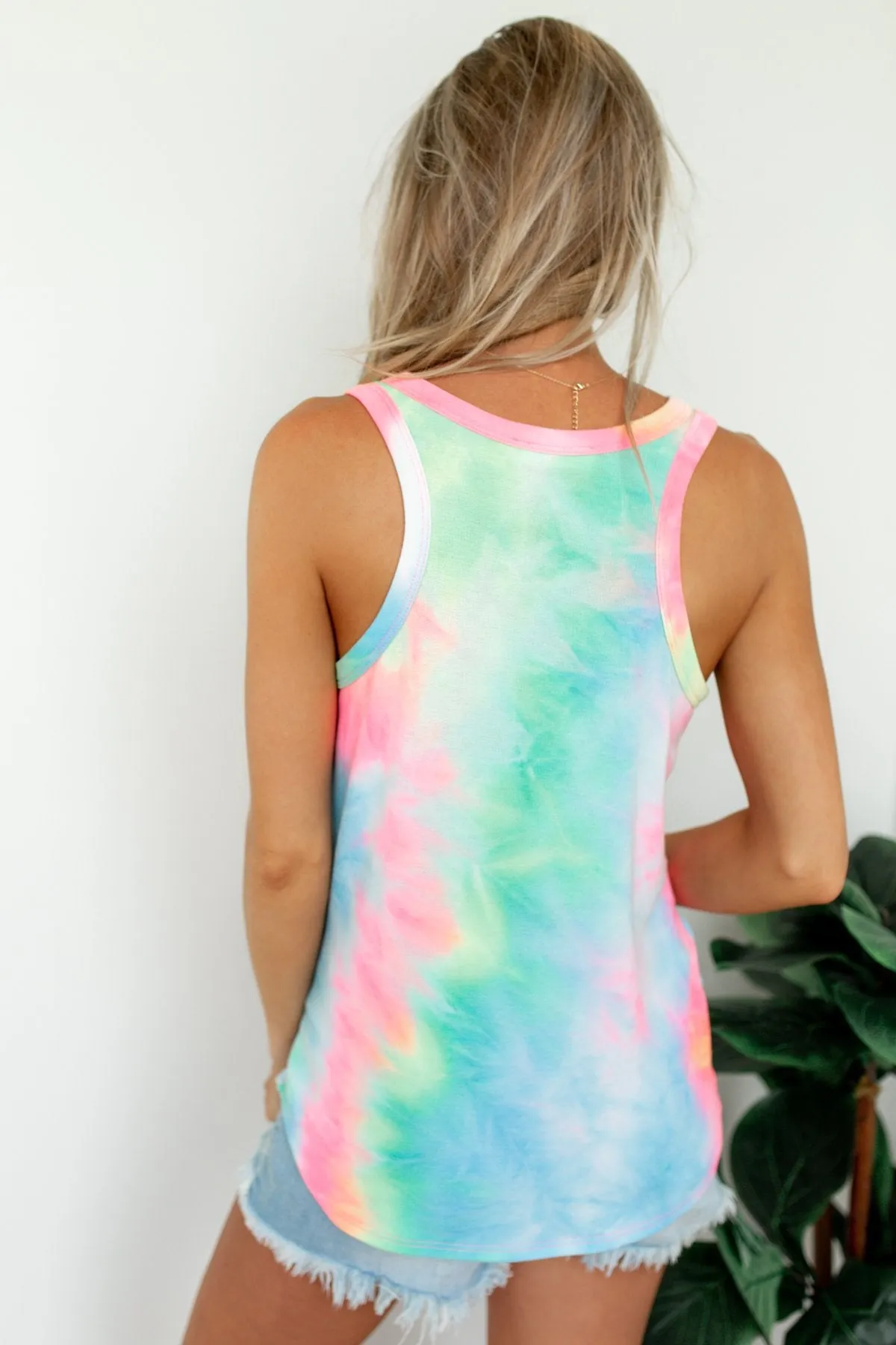 Happy Thoughts Tie Dye Multi Color Tank Top