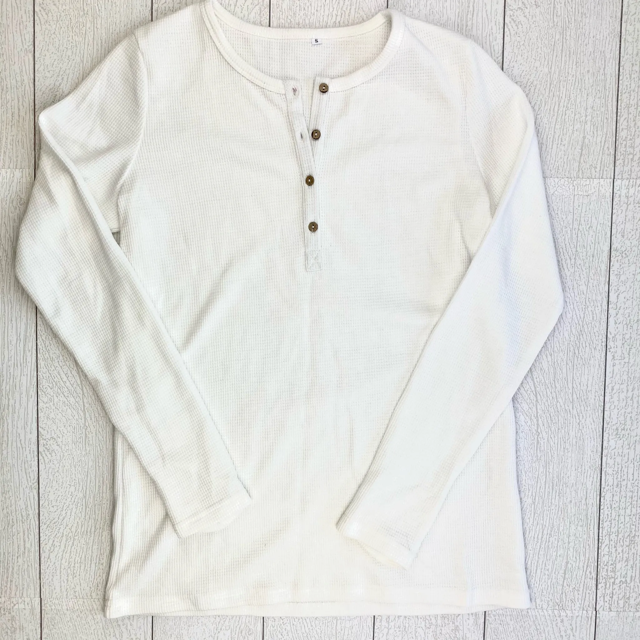Harper Long Sleeve Henley - White
