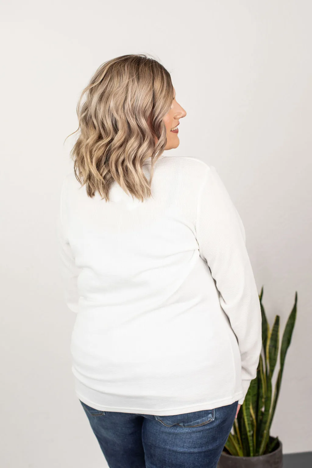 Harper Long Sleeve Henley - White