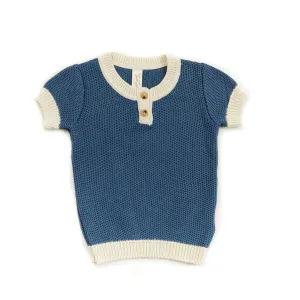 Henley blue knit top by Tun Tun
