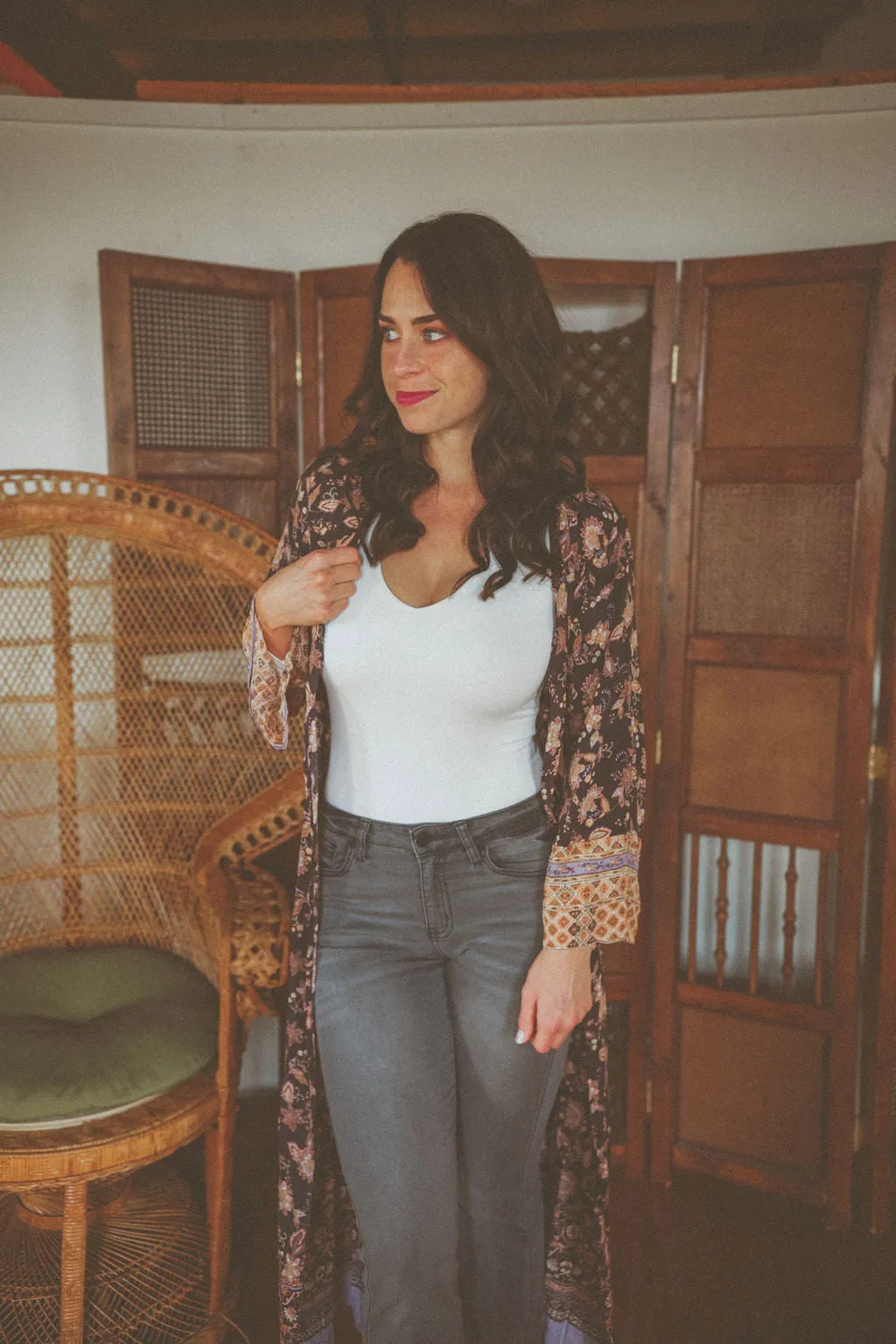 Henna Floral Peasant Kimono