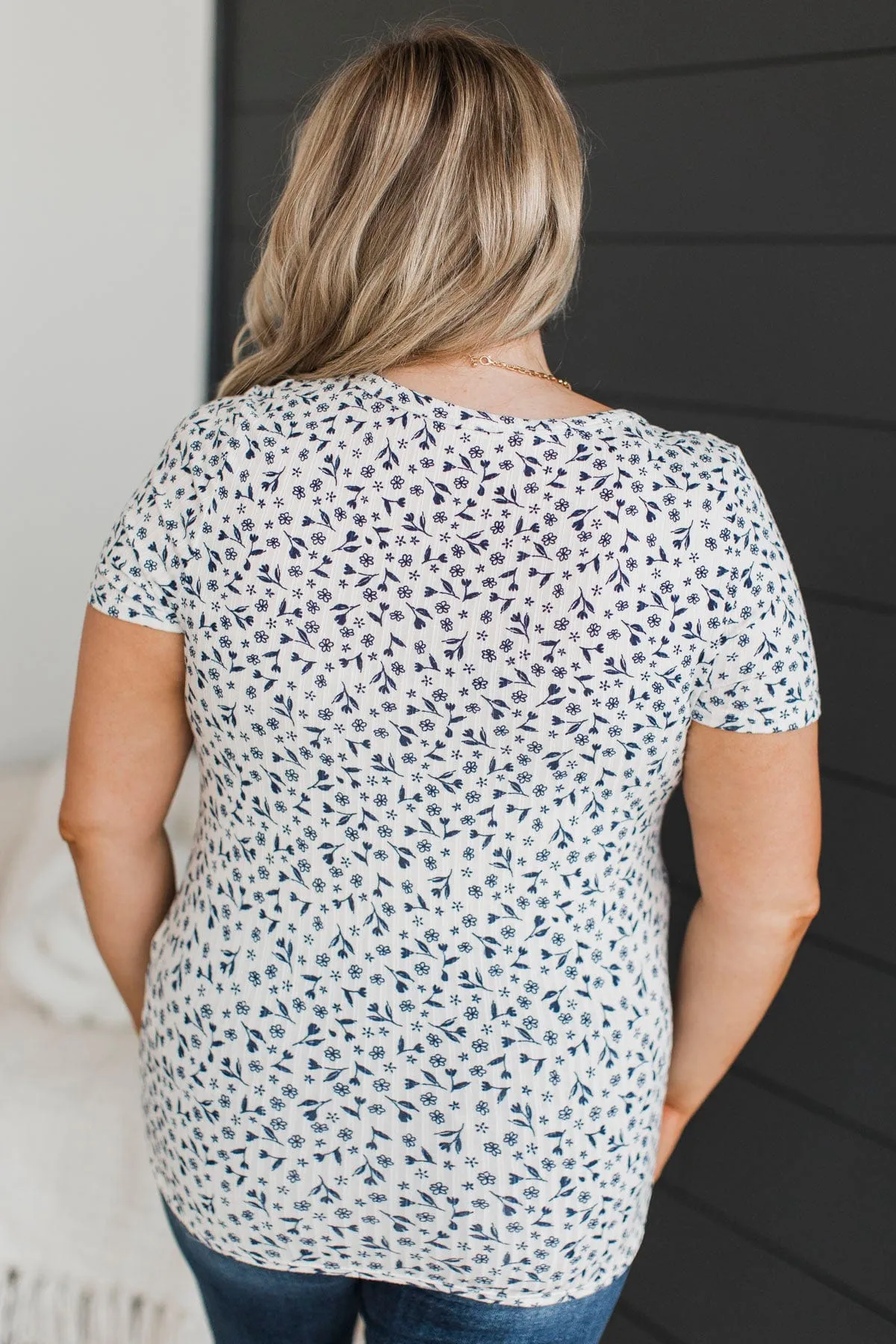 Hold Out Your Hand Floral Top- Ivory & Navy