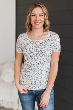 Hold Out Your Hand Floral Top- Ivory & Navy