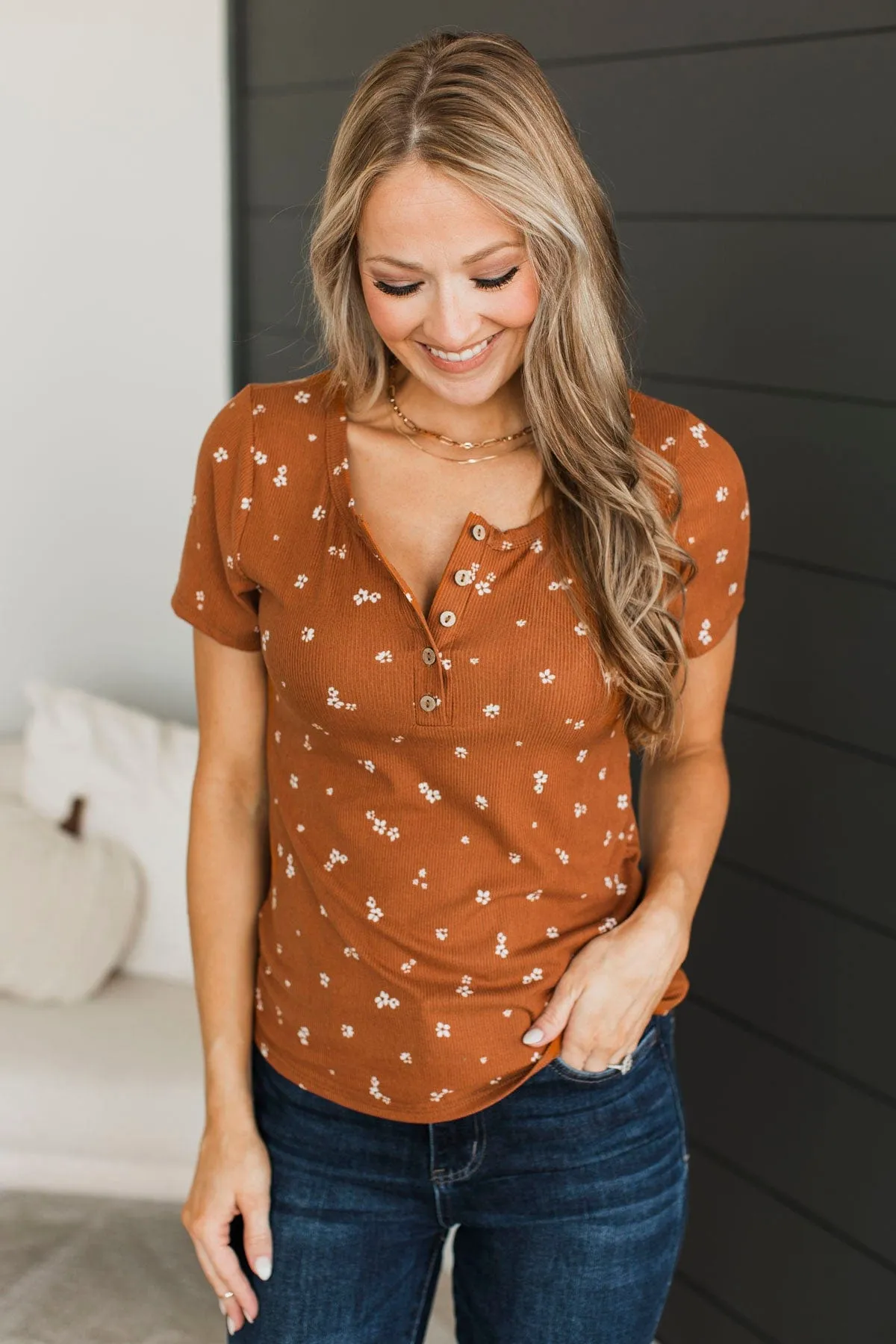 Hold Out Your Hand Floral Top- Rust