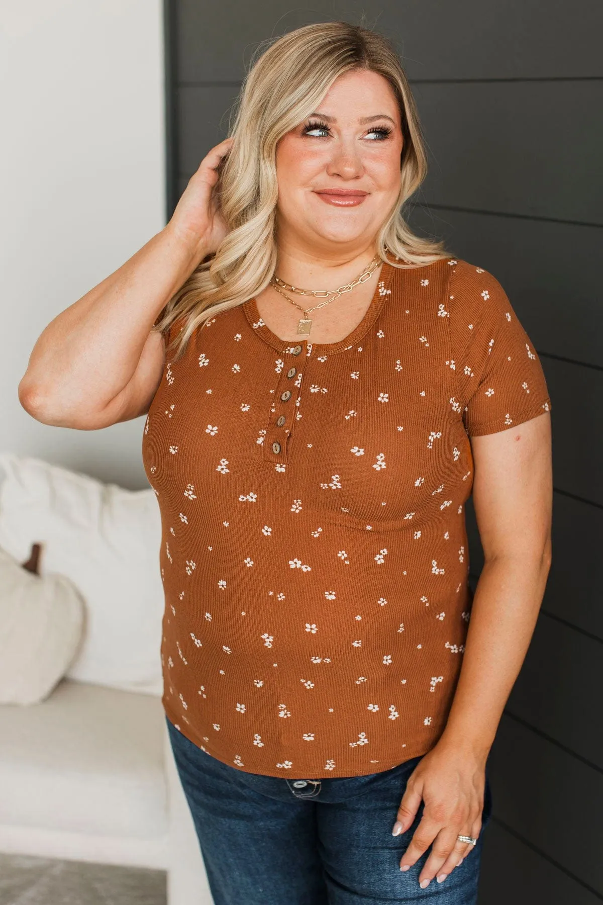 Hold Out Your Hand Floral Top- Rust